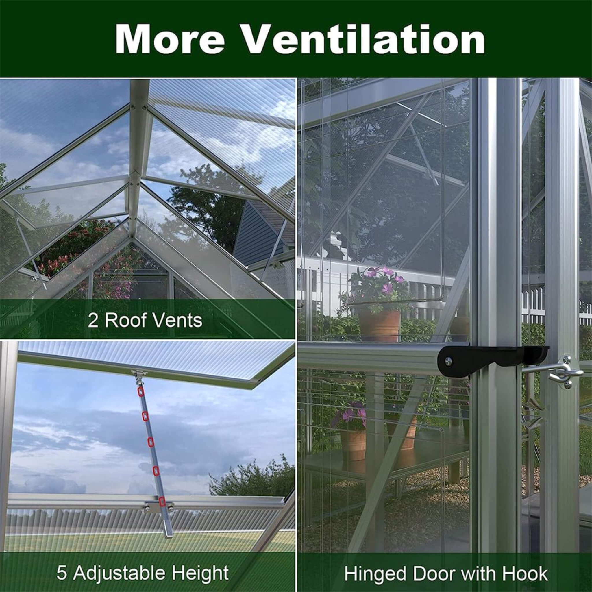 [06X12FT] Heavy-Duty Outdoor Aluminum Polycarbonate Walk-In Greenhouse With Lockable Hinged Door (SAK85247) – SAKSBY WHOLESAL