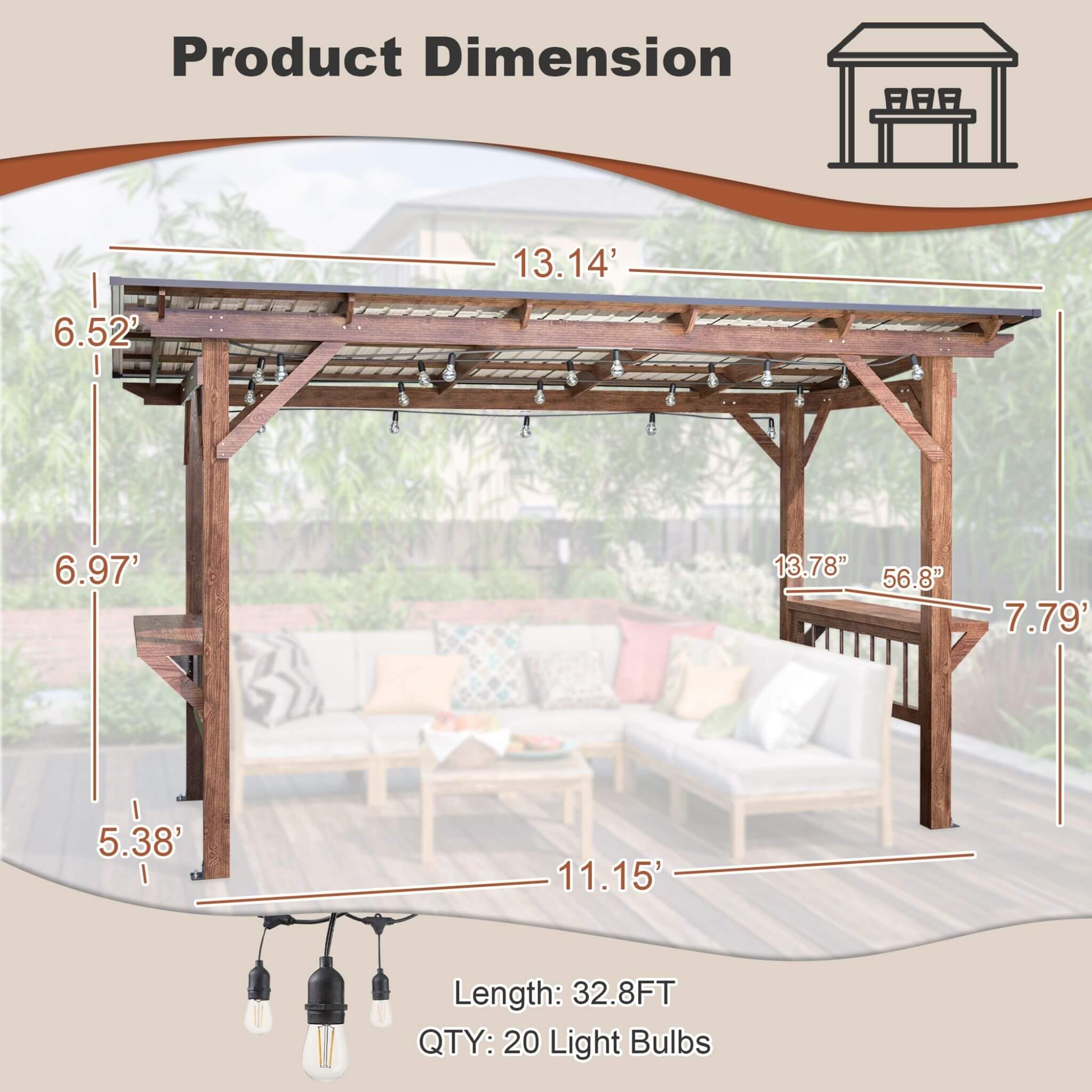 [06X13FT] Alora Durable Outdoor Hardtop BBQ Grill Shelter Gazebo With Shelves (SAK65420) – SAKSBY WHOLESALE, view 14