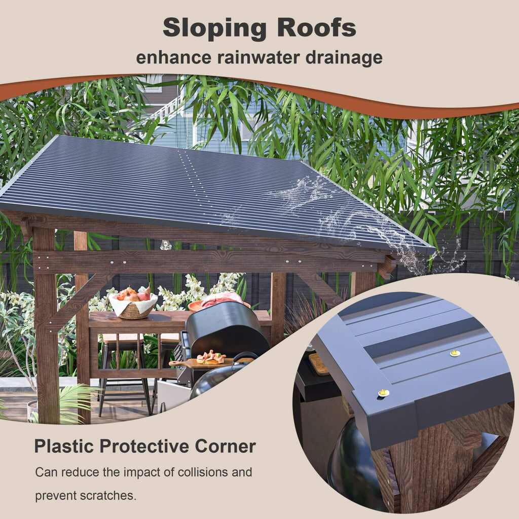 [06X13FT] Alora Durable Outdoor Hardtop BBQ Grill Shelter Gazebo With Shelves (SAK65420) – SAKSBY WHOLESALE, view 6