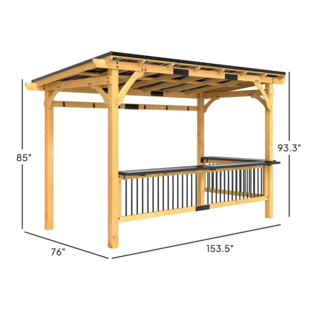 [06X13FT] Alora Premium Outdoor Hardtop Wooden BBQ Grill Gazebo (SAK97420) – SAKSBY WHOLESALE, view 9