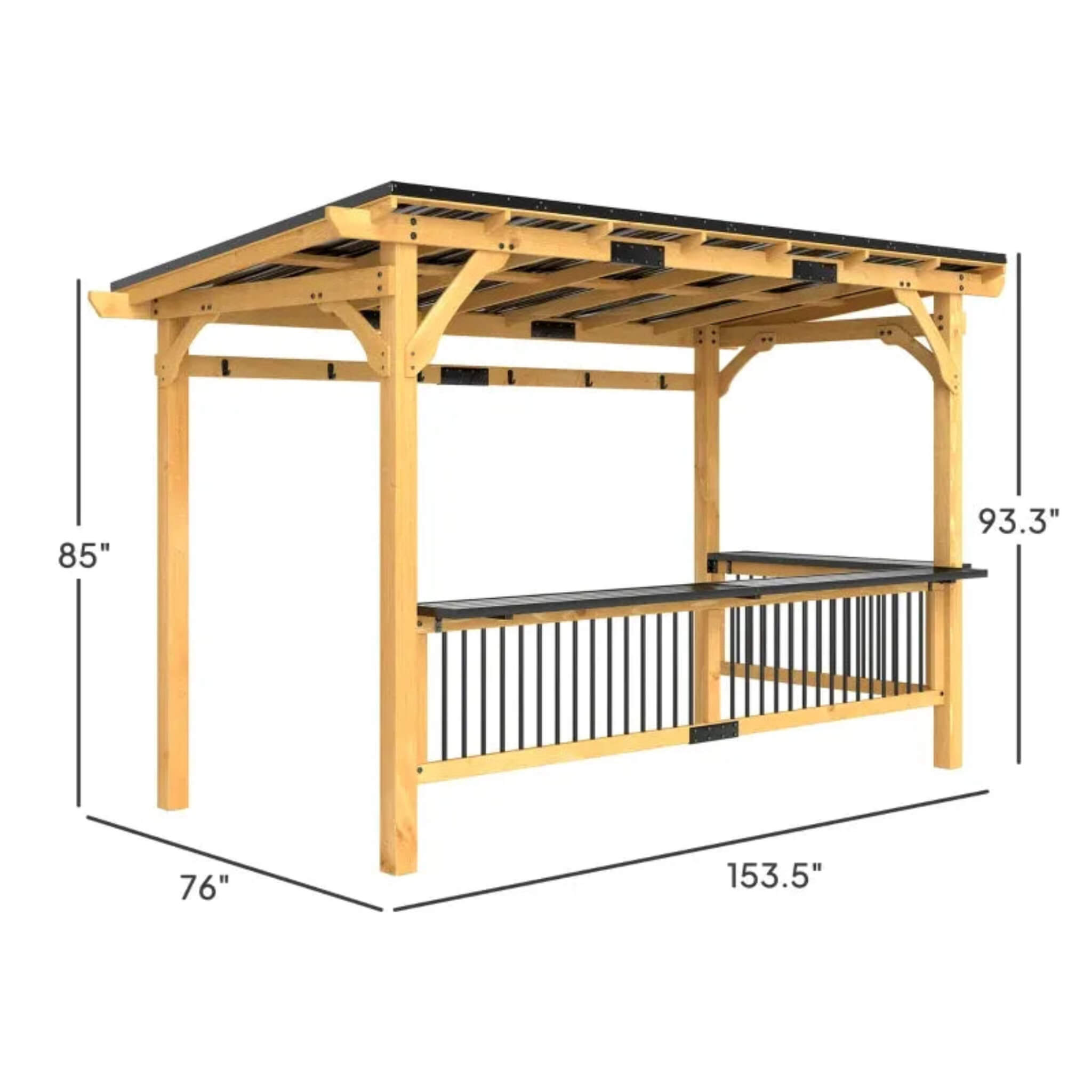 [06X13FT] Alora Premium Outdoor Hardtop Wooden BBQ Grill Gazebo (SAK97420) – SAKSBY WHOLESALE, view 9
