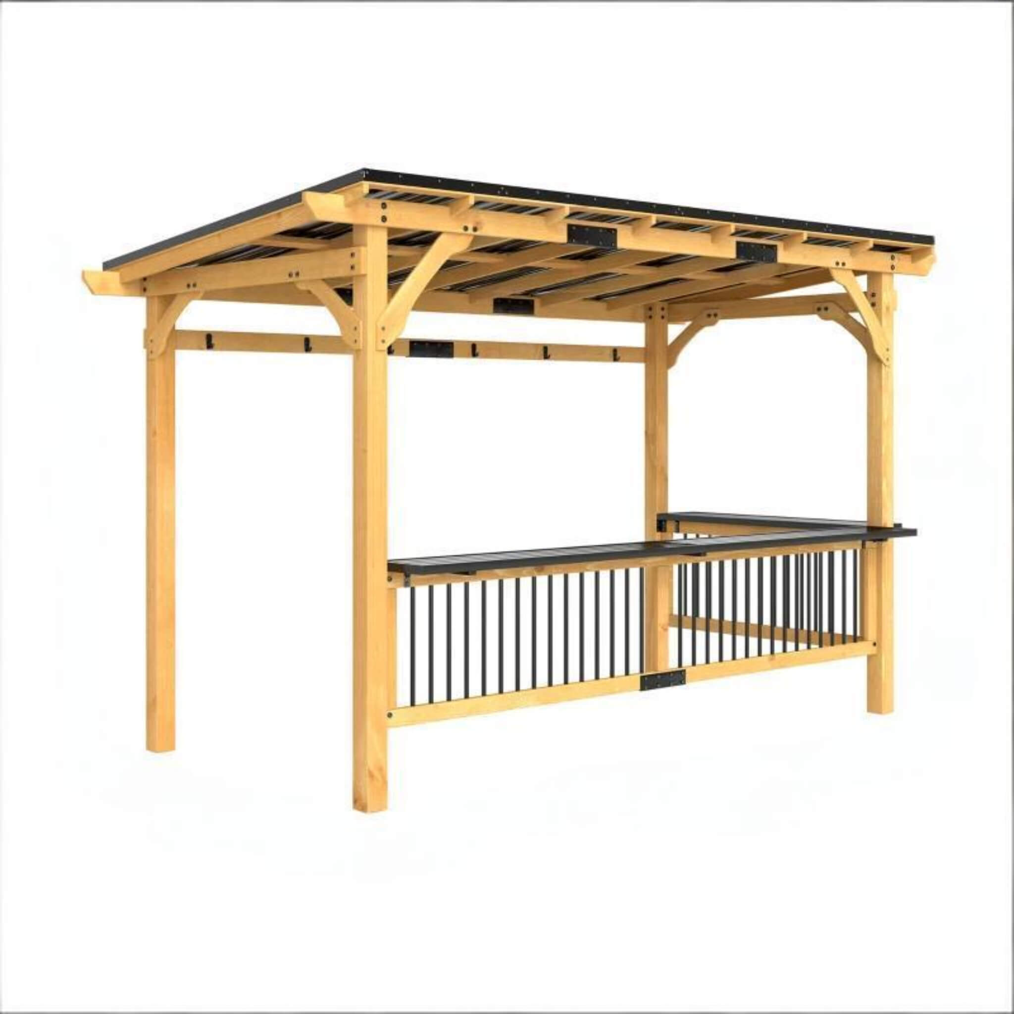 [06X13FT] Alora Premium Outdoor Hardtop Wooden BBQ Grill Gazebo (SAK97420) – SAKSBY WHOLESALE, view 3