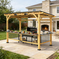 [06X13FT] Alora Premium Outdoor Hardtop Wooden BBQ Grill Gazebo (SAK97420) – SAKSBY WHOLESALE