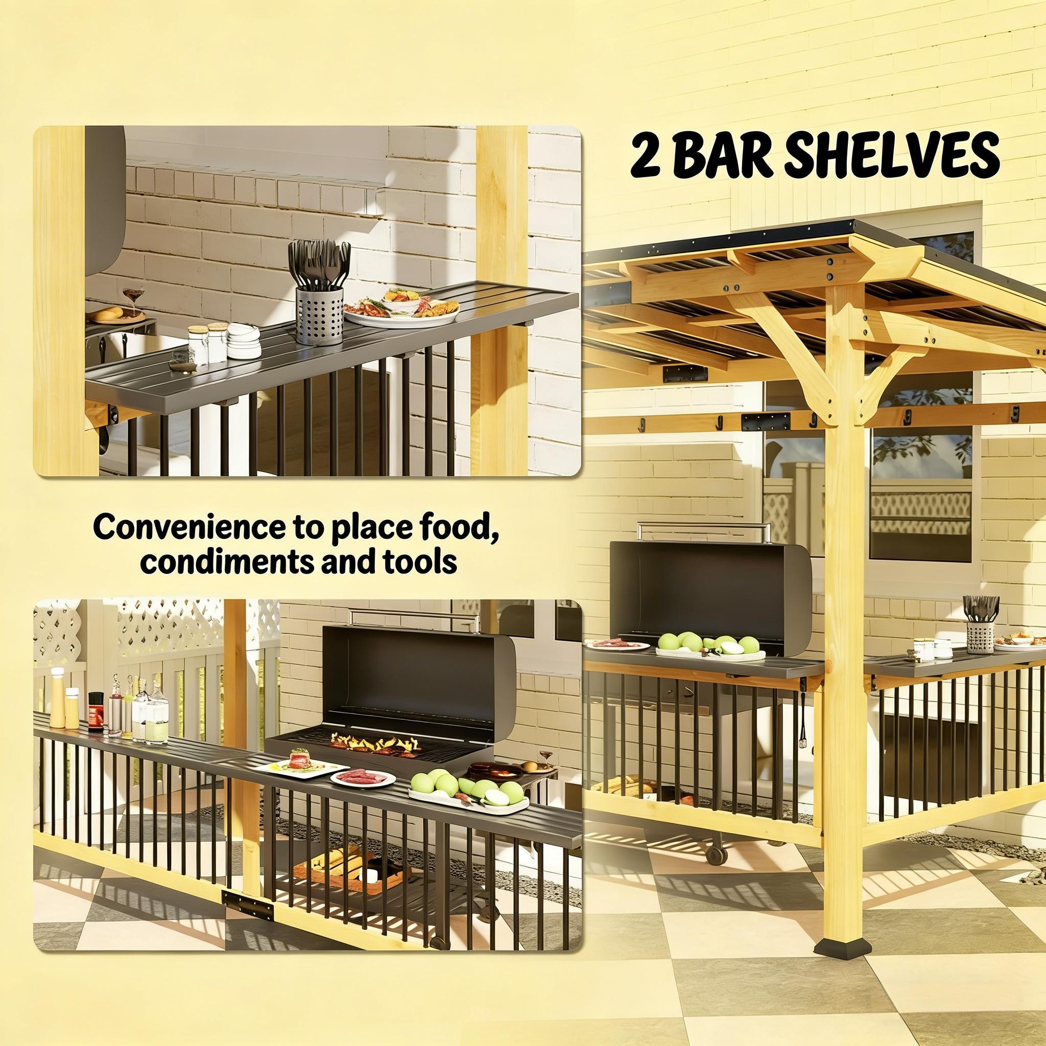[06X13FT] Alora Premium Outdoor Hardtop Wooden BBQ Grill Gazebo (SAK97420) – SAKSBY WHOLESALE, view 7