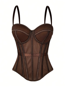 Mesh See-Through Fishbone Corset