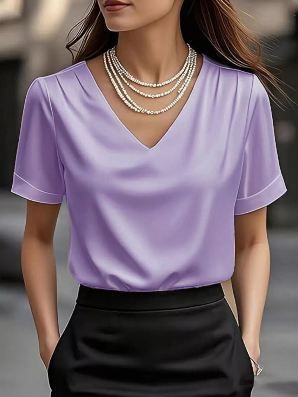 V-Neck Satin Blouse