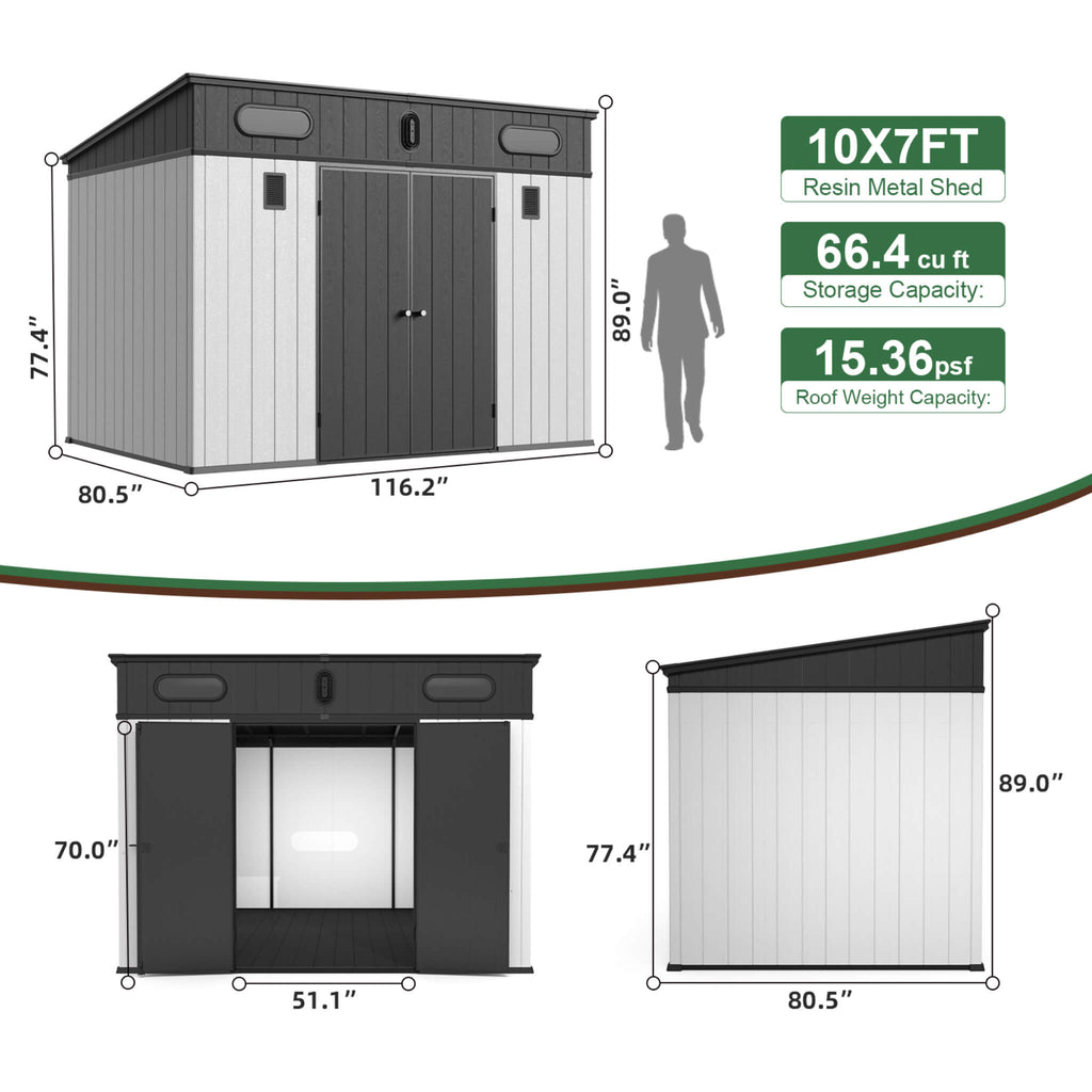 [07X10FT] Alora Heavy-Duty Weather-Resistant Steel-Reinforced Plastic Storage Shed With Floor (SAK93148) – SAKSBY WHOLESALE, 