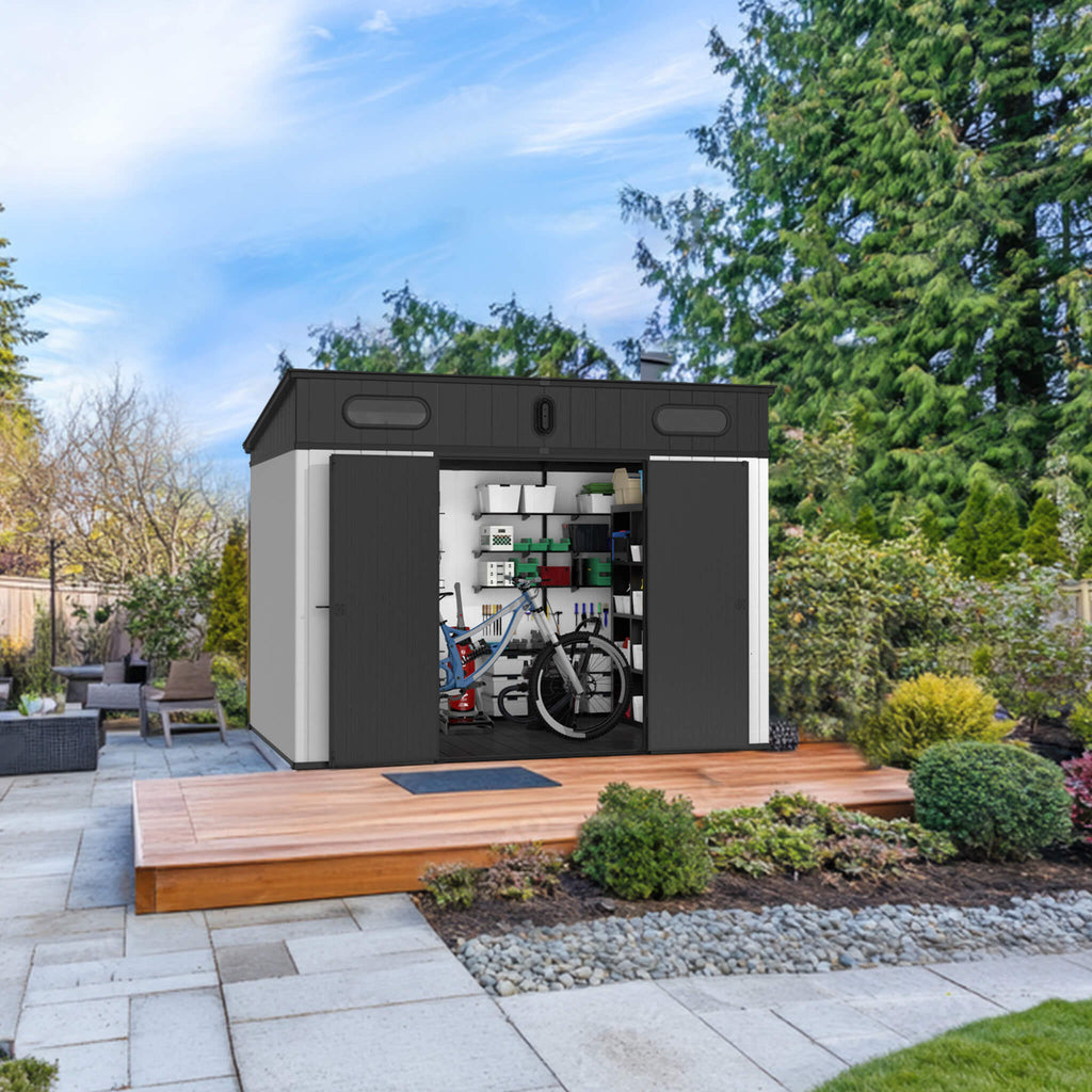 [07X10FT] Alora Heavy-Duty Weather-Resistant Steel-Reinforced Plastic Storage Shed With Floor (SAK93148) – SAKSBY WHOLESALE, 