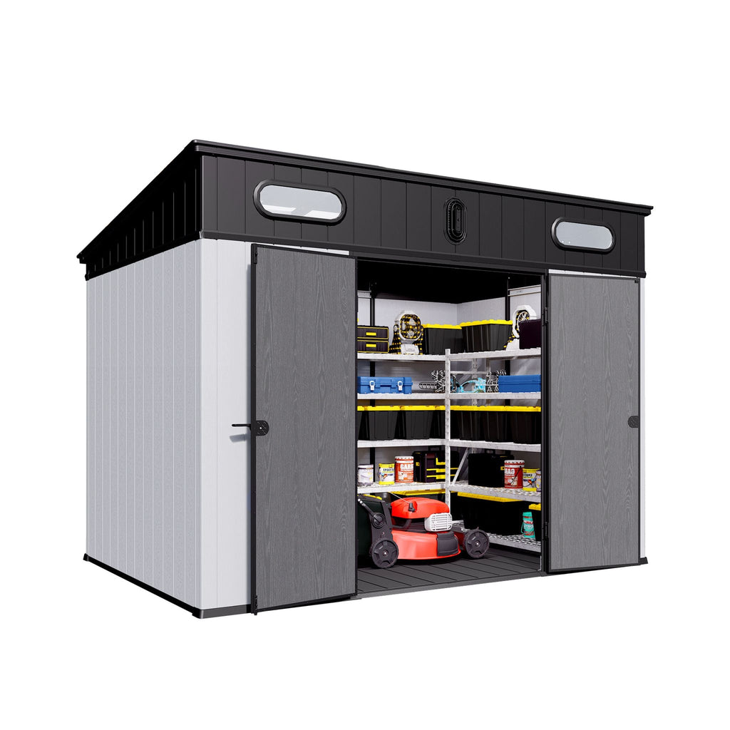 [07X10FT] Alora Heavy-Duty Weather-Resistant Polypropylene Storage Shed With Floor And Reinforced Steel Frame (SAK67455) – SA