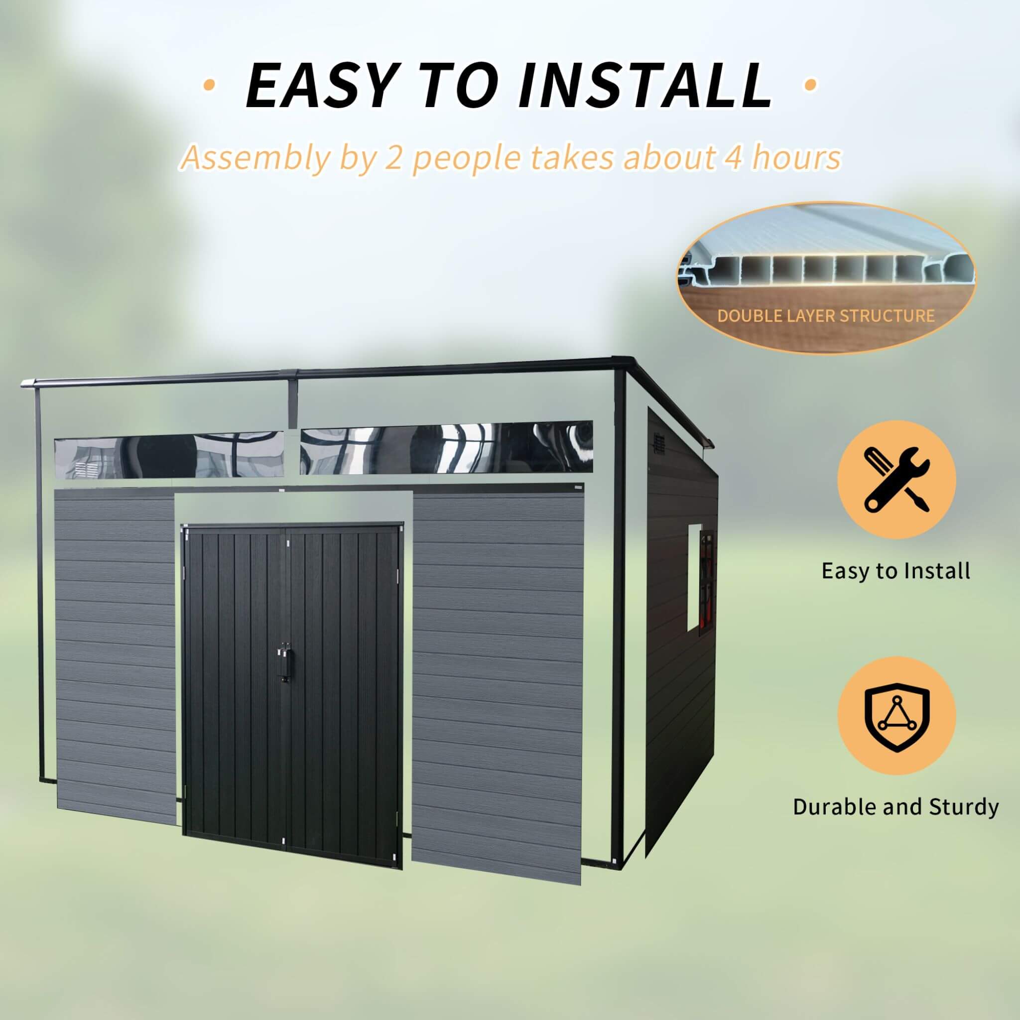 [07X10FT] Alora Outdoor Resin Garden Shed With Floor, Window, And Lockable Door (SAK25987) – SAKSBY WHOLESALE, view 11