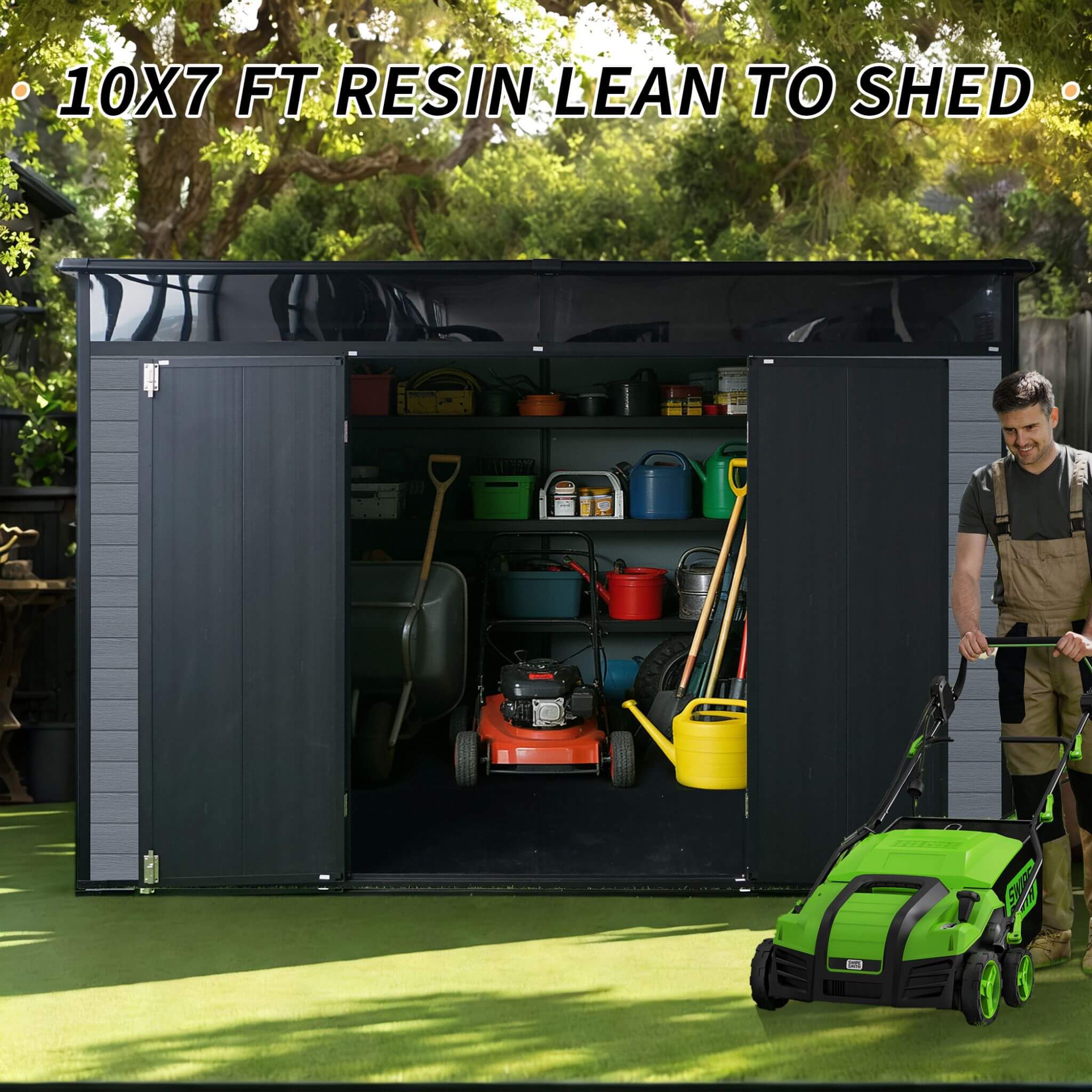 [07X10FT] Alora Outdoor Resin Garden Shed With Floor, Window, And Lockable Door (SAK25987) – SAKSBY WHOLESALE, view 8