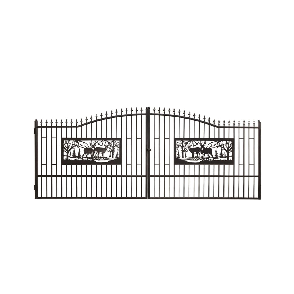 [07X20FT] Heavy-Duty Deer Motif Style Bi-Parting Galvanized Steel Driveway Entrance Gate (SAK68731) – SAKSBY WHOLESALE, view 