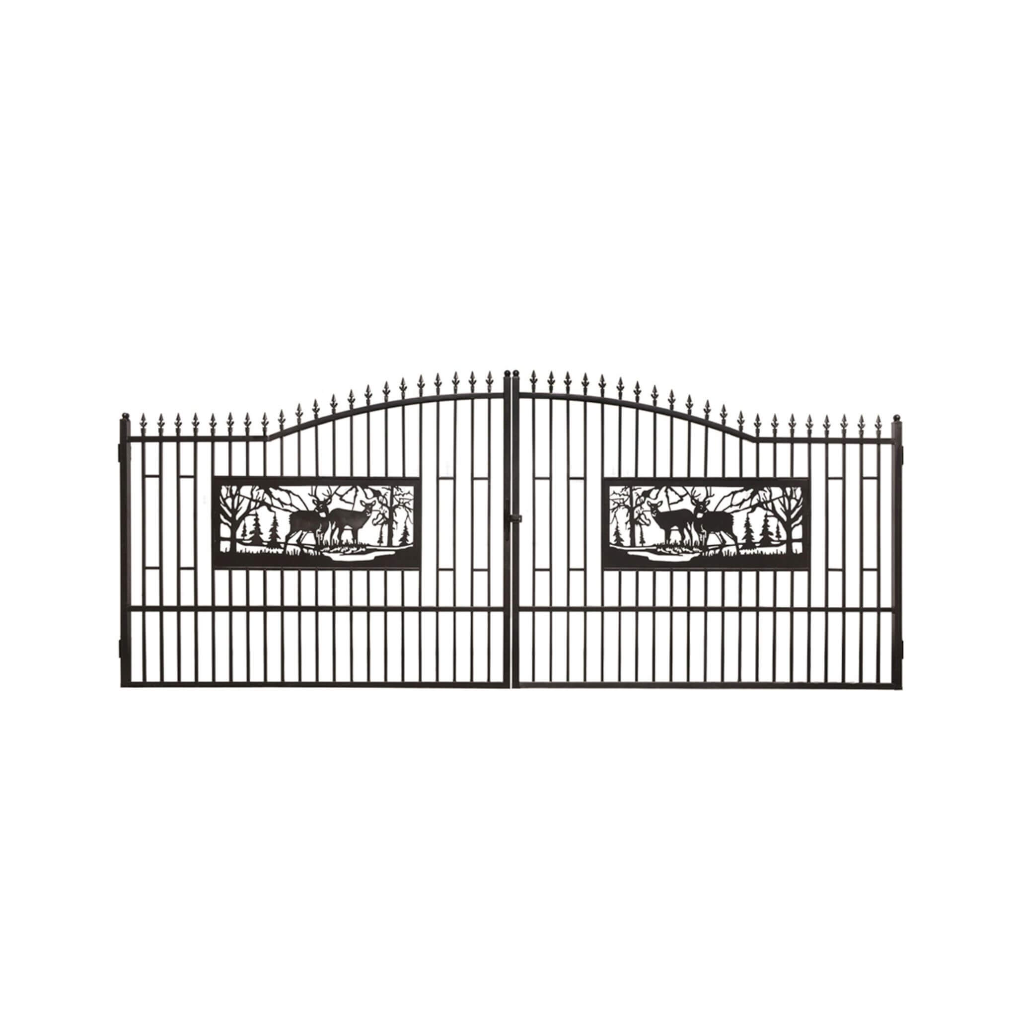 [07X20FT] Heavy-Duty Deer Motif Style Bi-Parting Galvanized Steel Driveway Entrance Gate (SAK68731) – SAKSBY WHOLESALE, view 