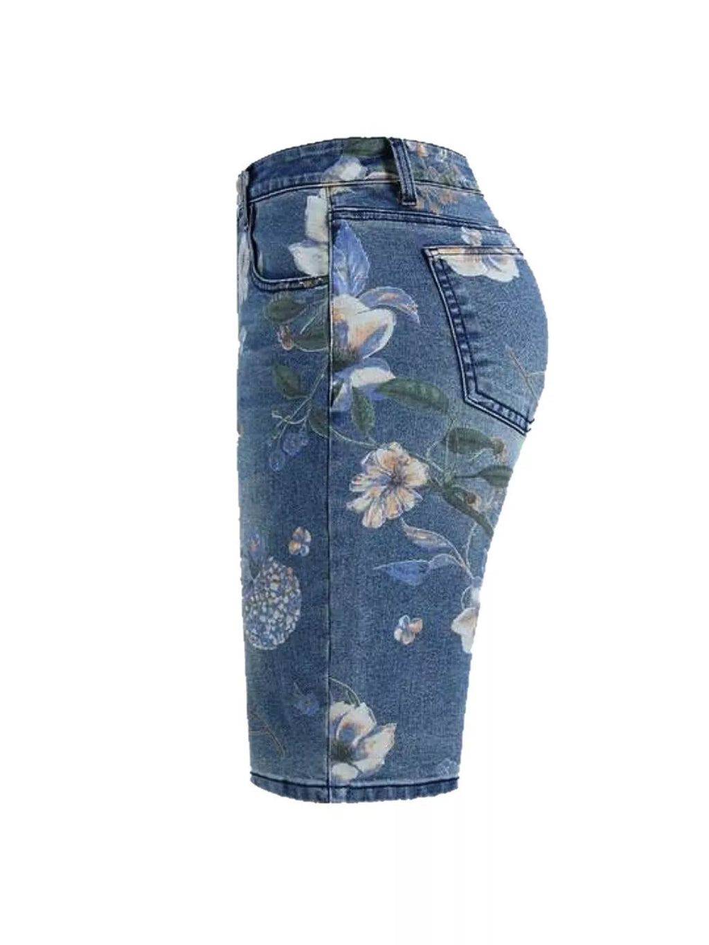 Floral Print Denim Shorts