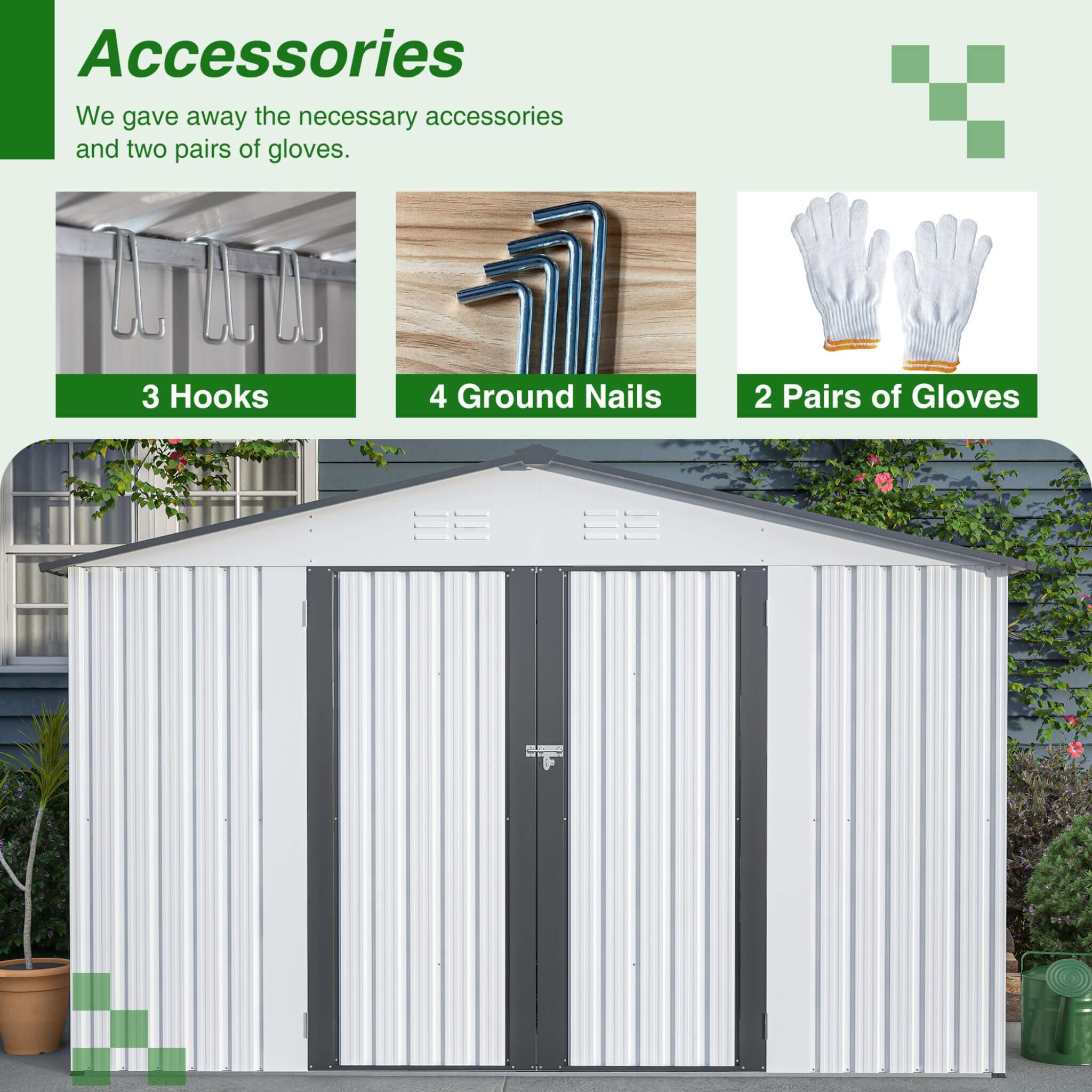 [08X10FT] Alora Heavy-Duty Outdoor All-Weather Metal Garden Tool Shed (SAK28501) – SAKSBY WHOLESALE, view 6
