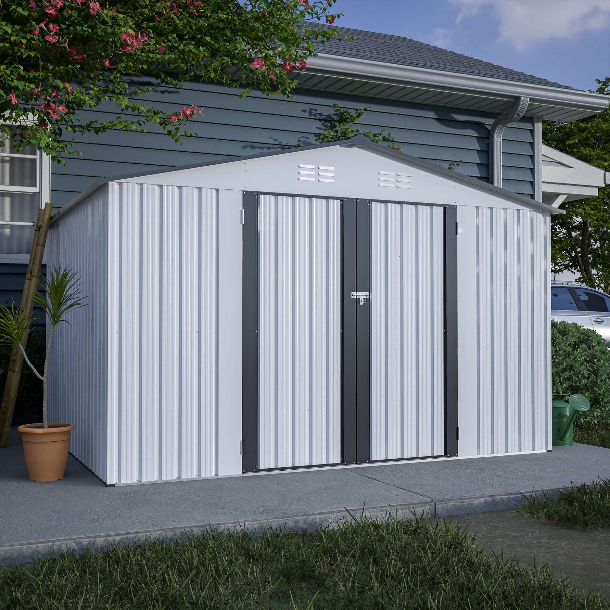[08X10FT] Alora Heavy-Duty Outdoor All-Weather Metal Garden Tool Shed (SAK28501) – SAKSBY WHOLESALE, view 9