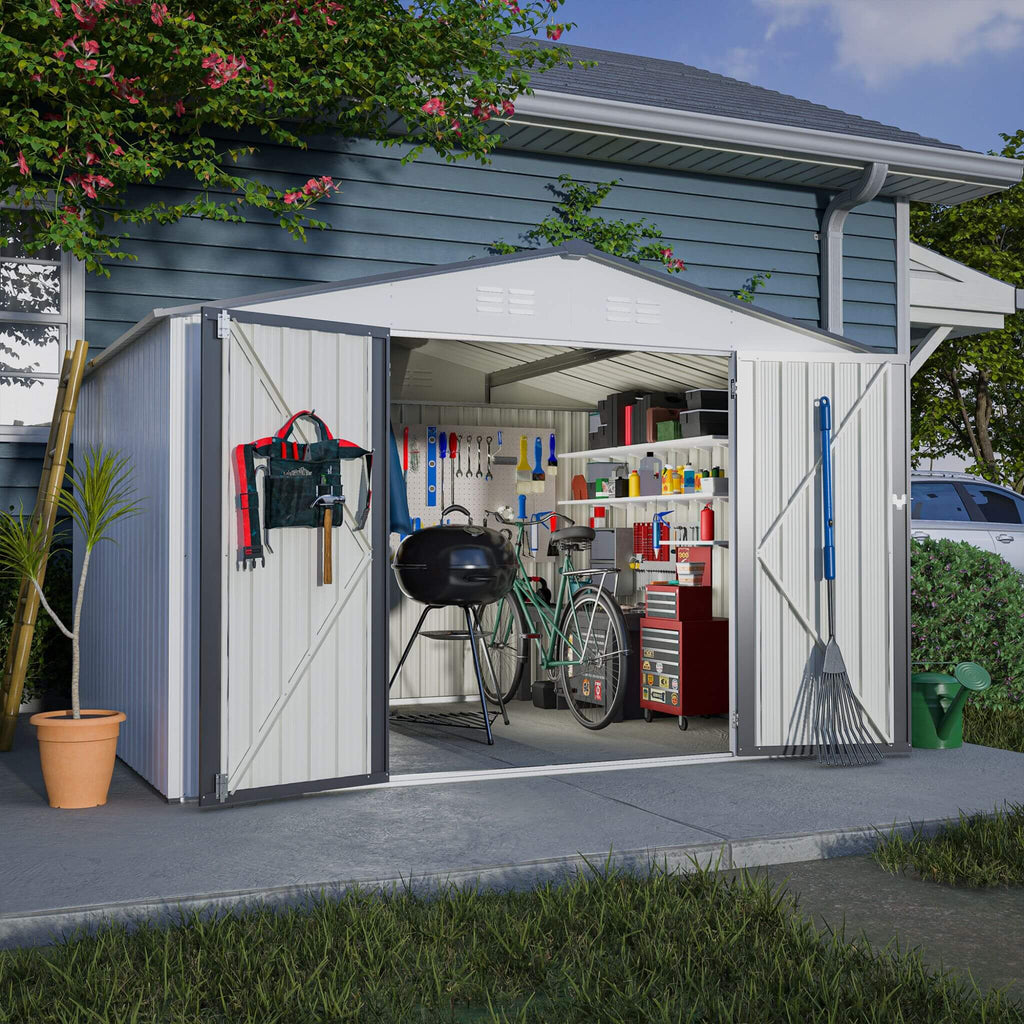 [08X10FT] Alora Heavy-Duty Outdoor All-Weather Metal Garden Tool Shed (SAK28501) – SAKSBY WHOLESALE, view 8