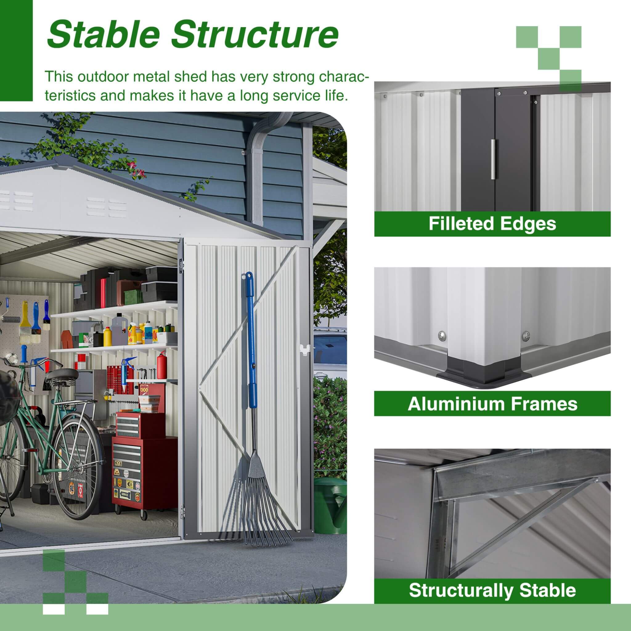 [08X10FT] Alora Heavy-Duty Outdoor All-Weather Metal Garden Tool Shed (SAK28501) – SAKSBY WHOLESALE, view 5