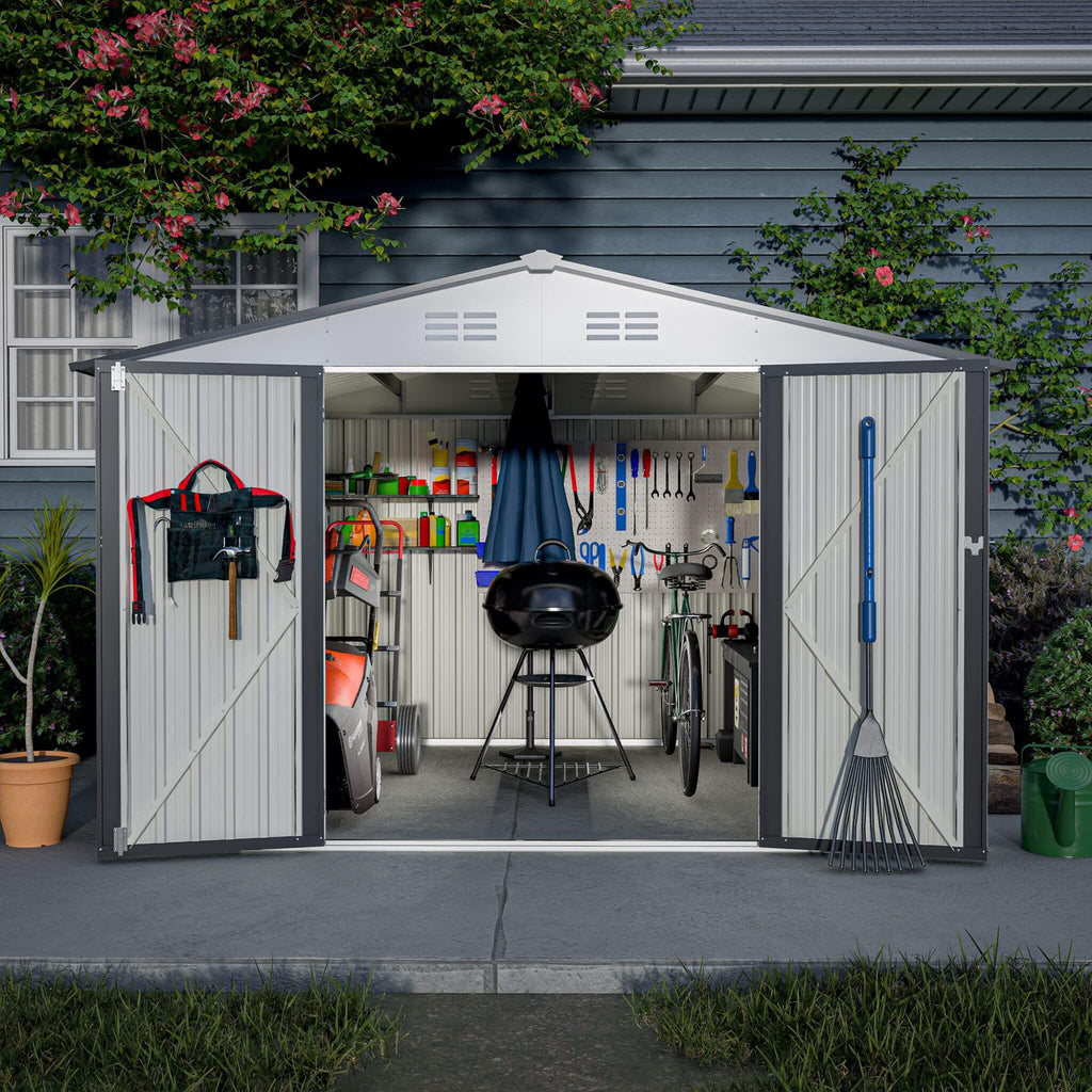 [08X10FT] Alora Heavy-Duty Outdoor All-Weather Metal Garden Tool Shed (SAK28501) – SAKSBY WHOLESALE, view 10