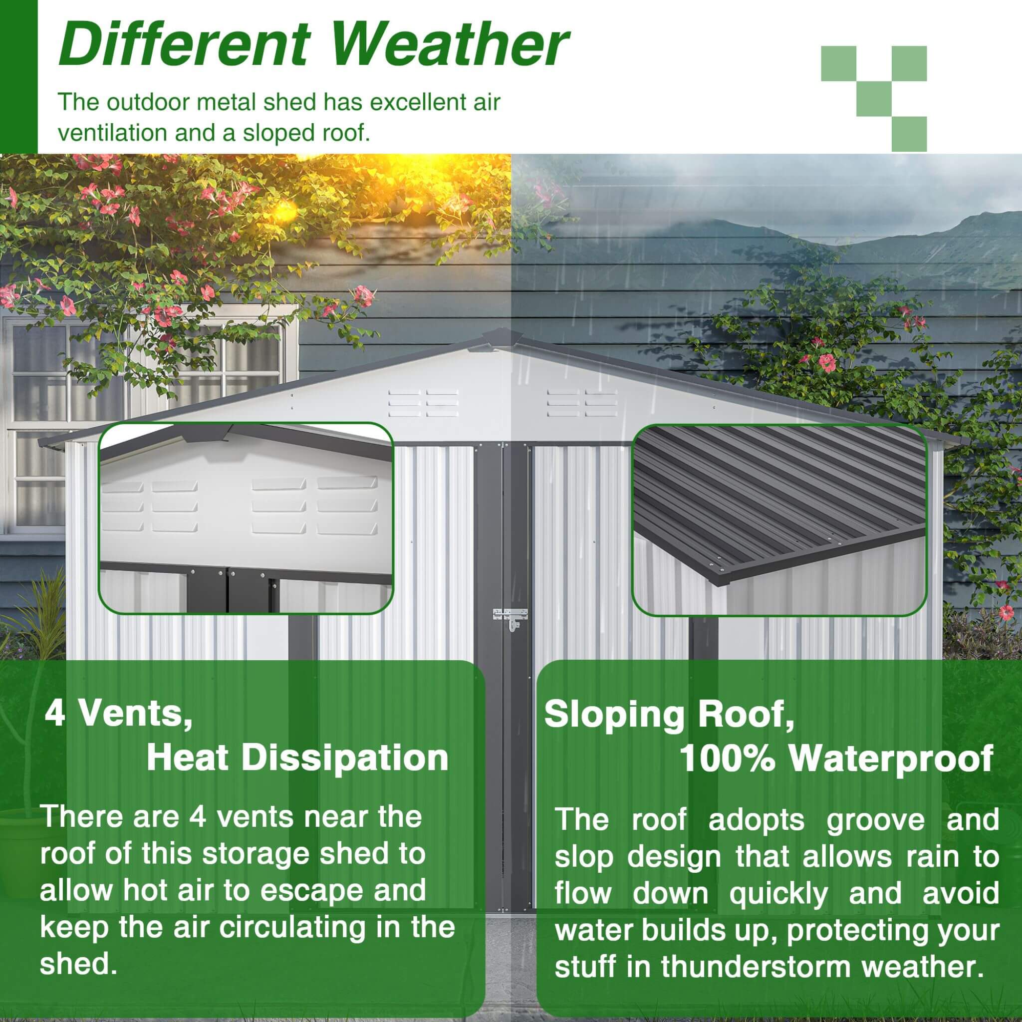 [08X10FT] Alora Heavy-Duty Outdoor All-Weather Metal Garden Tool Shed (SAK28501) – SAKSBY WHOLESALE, view 4