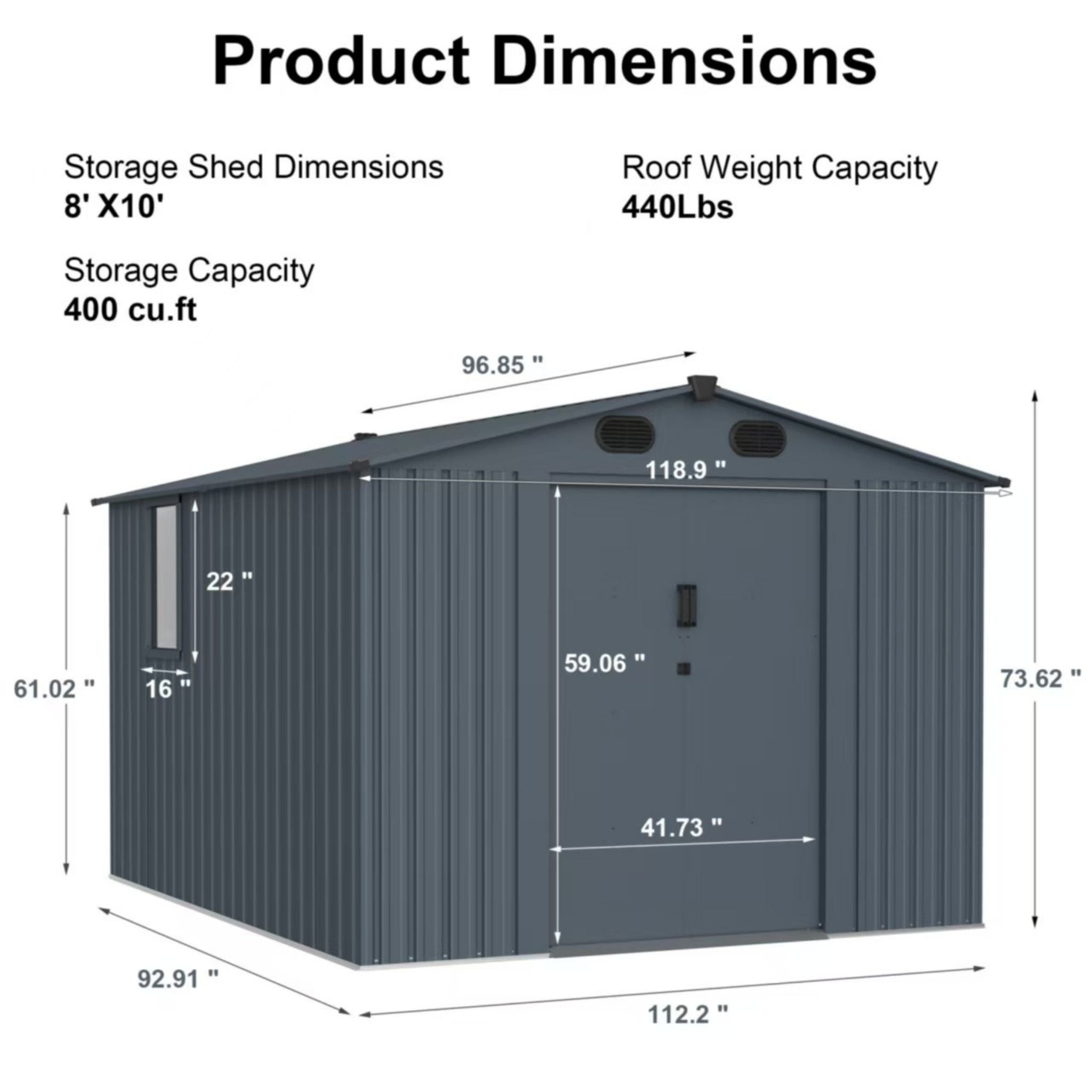 [08X10FT] Alora Large Outdoor Metal Backyard Garden Storage Tool Shed With Window And Lockable Doors (SAK68140) – SAKSBY WHOL
