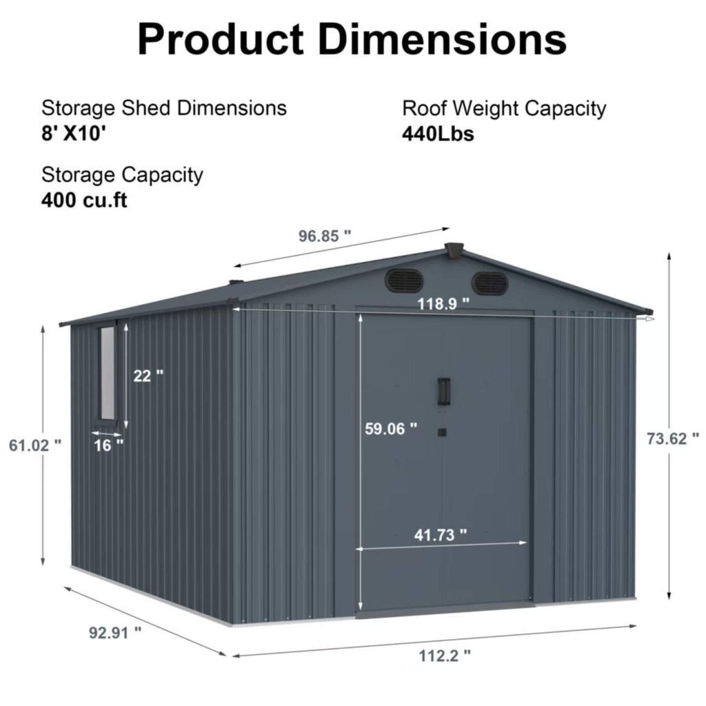 [08X10FT] Alora Large Outdoor Metal Storage Tool Shed With Window And Lockable Doors (SAK32987) – SAKSBY WHOLESALE, view 12