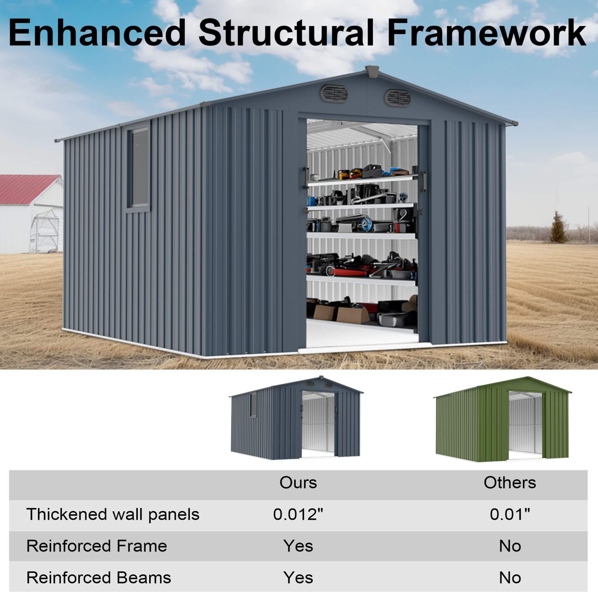 [08X10FT] Alora Large Outdoor Metal Storage Tool Shed With Window And Lockable Doors (SAK32987) – SAKSBY WHOLESALE, view 6
