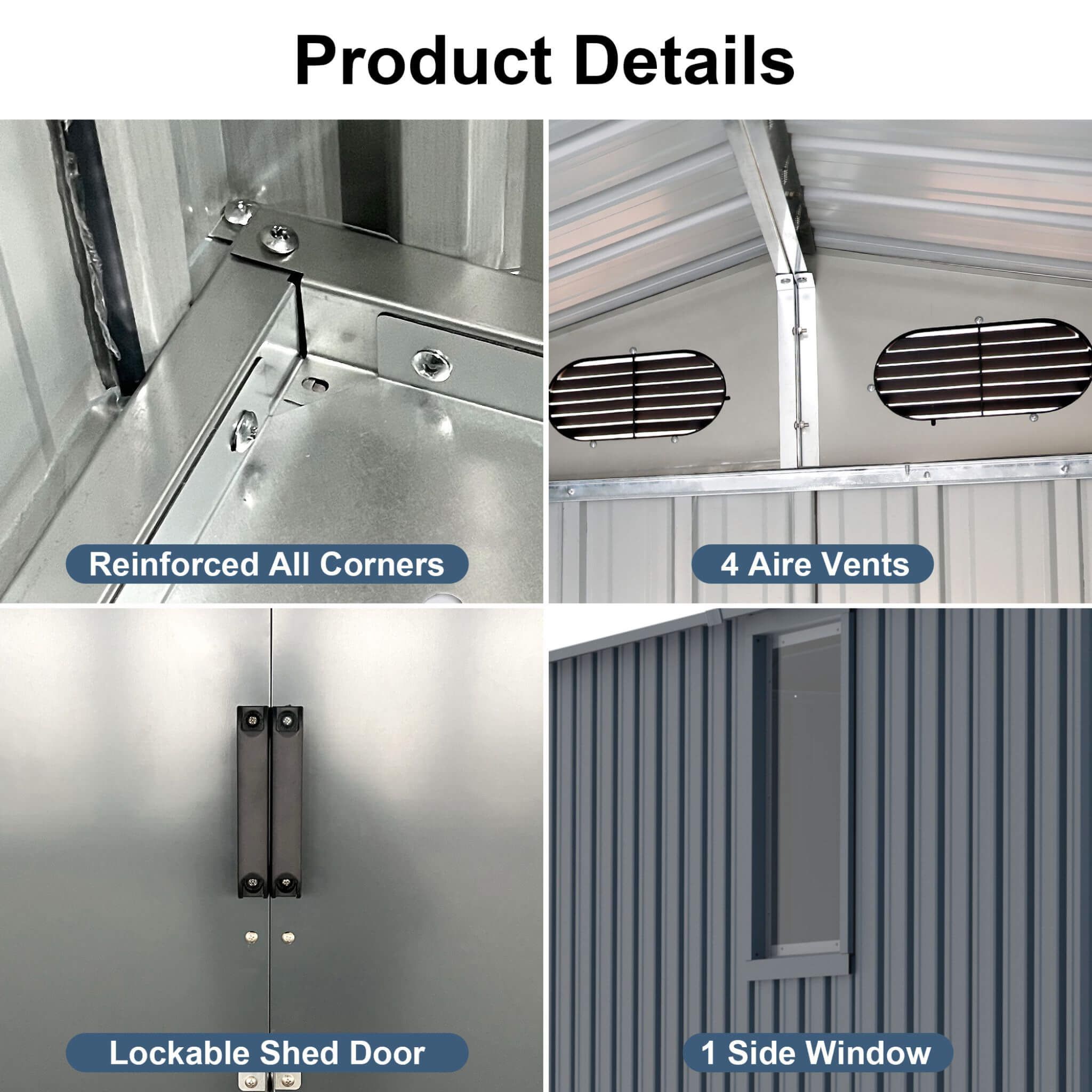 [08X10FT] Alora Large Outdoor Metal Storage Tool Shed With Window And Lockable Doors (SAK32987) – SAKSBY WHOLESALE, view 7