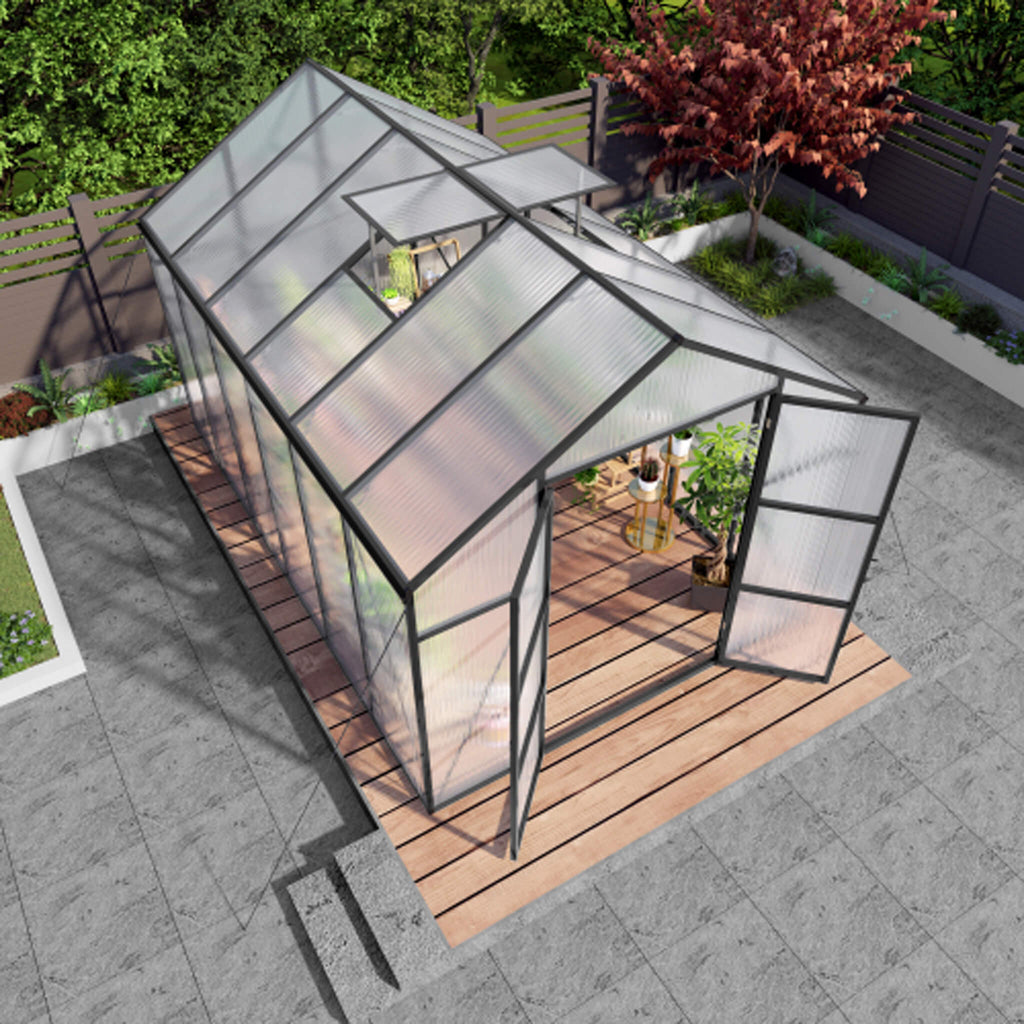[08X12FT] All-Season Outdoor Backyard Polycarbonate Greenhouse With Raised Base And Aluminum Frame (SAK78614) – SAKSBY WHOLES