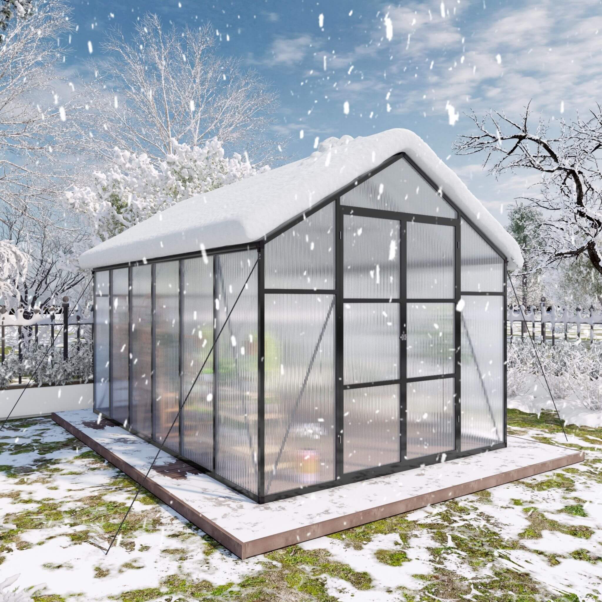 [08X12FT] All-Season Outdoor Backyard Polycarbonate Greenhouse With Raised Base And Aluminum Frame (SAK78614) – SAKSBY WHOLES