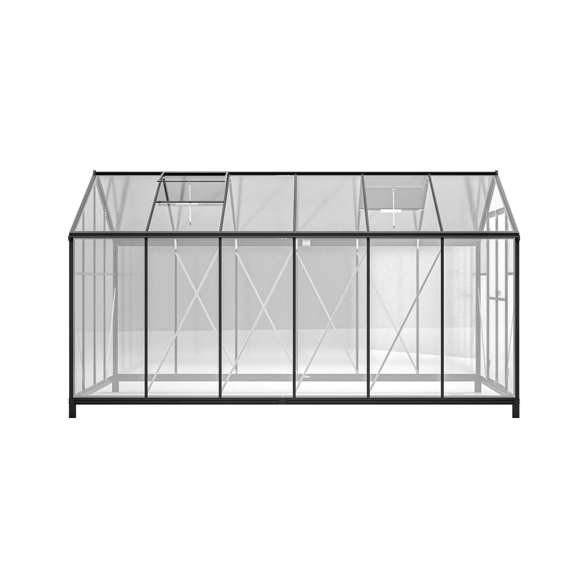 [08X12FT] Large Outdoor Heavy-Duty Polycarbonate Walk-In Greenhouse With Double Swing Doors And Two Ventilation Windows (SAK7