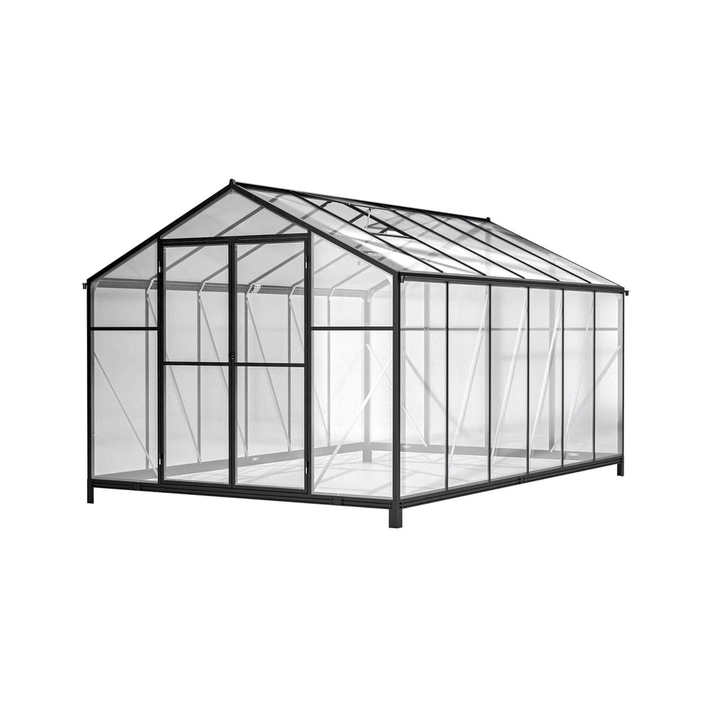[08X12FT] Large Outdoor Heavy-Duty Polycarbonate Walk-In Greenhouse With Double Swing Doors And Two Ventilation Windows (SAK7