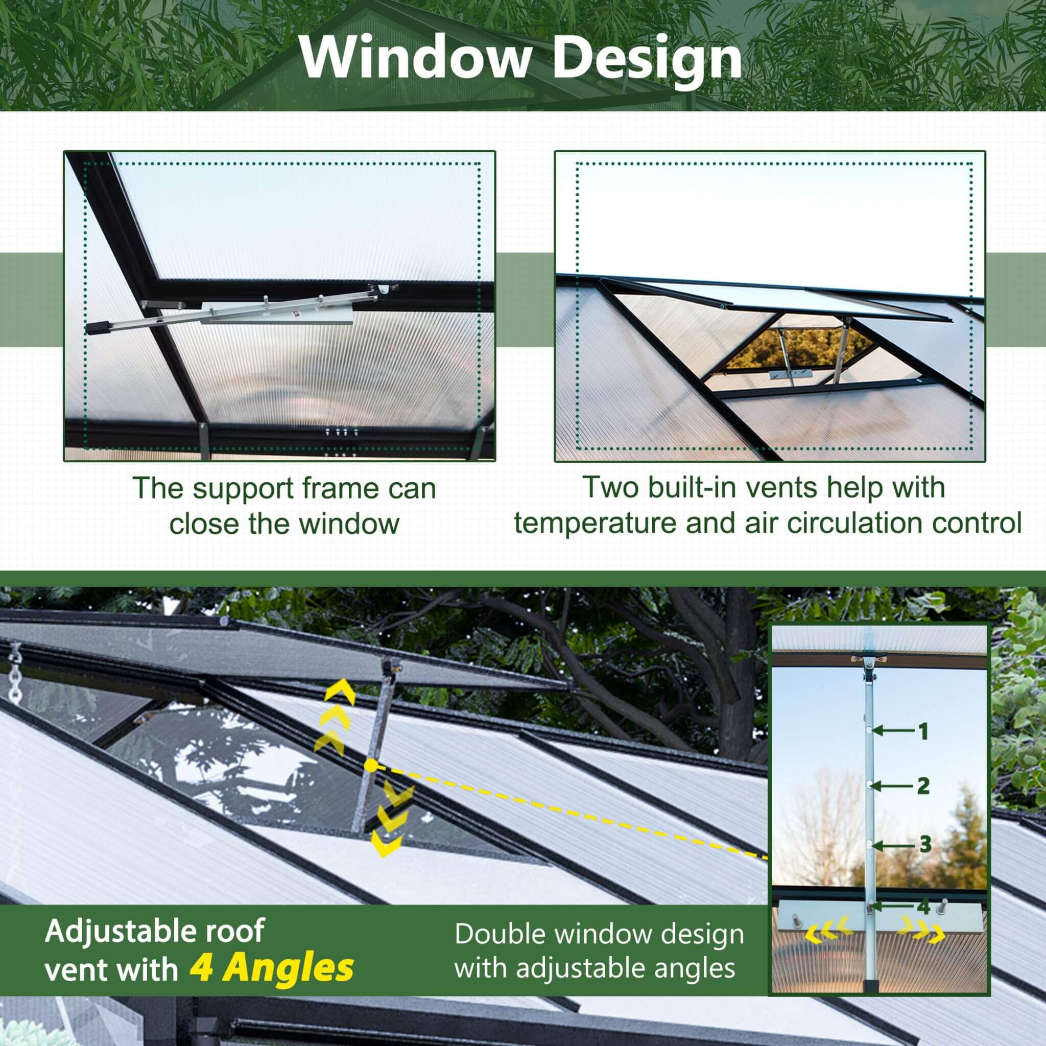 [08X12FT] Large Outdoor Heavy-Duty Polycarbonate Walk-In Greenhouse With Double Swing Doors And Two Ventilation Windows (SAK7