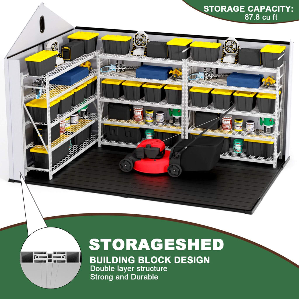 [08X12FT] Alora Large Polypropylene Storage Shed With Reinforced Floor And Lockable Swing Doors (SAK07451) – SAKSBY WHOLESALE