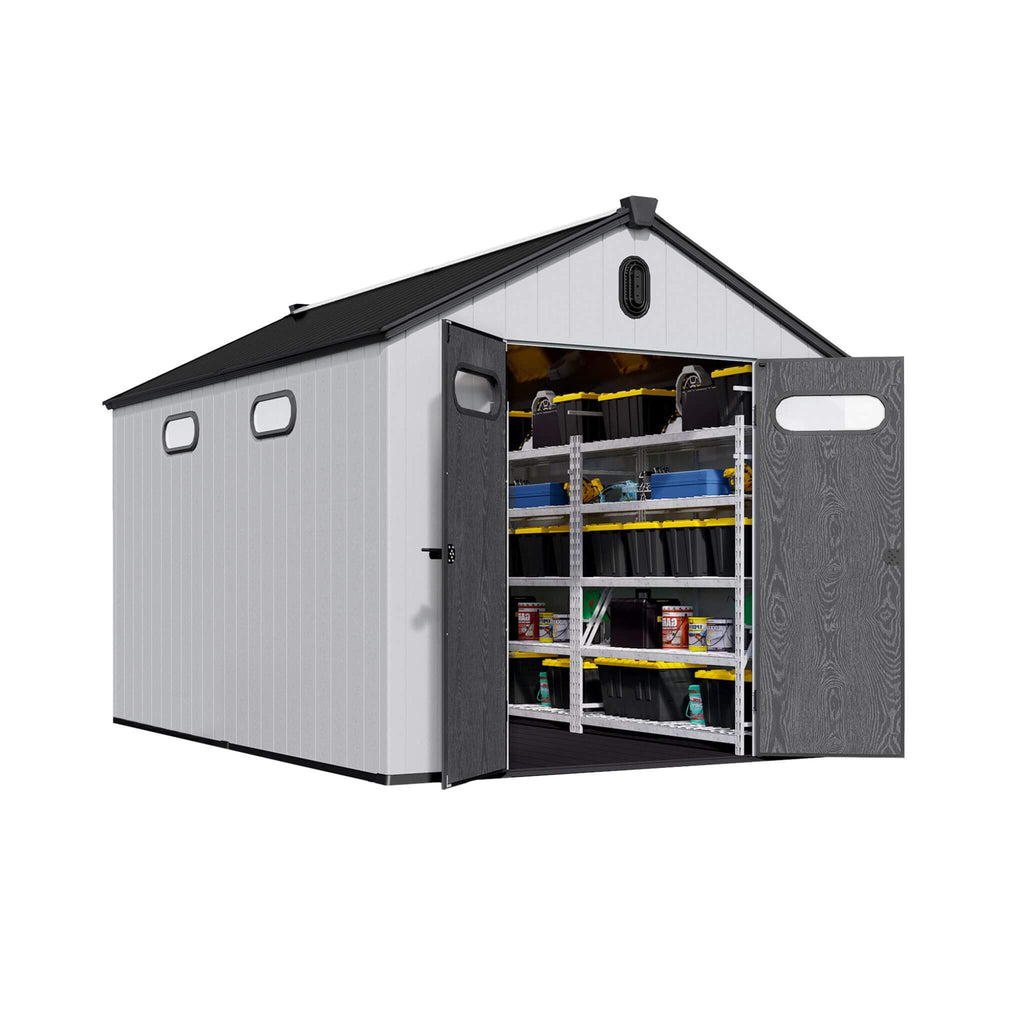 [08X12FT] Alora Large Polypropylene Storage Shed With Reinforced Floor And Lockable Swing Doors (SAK07451) – SAKSBY WHOLESALE