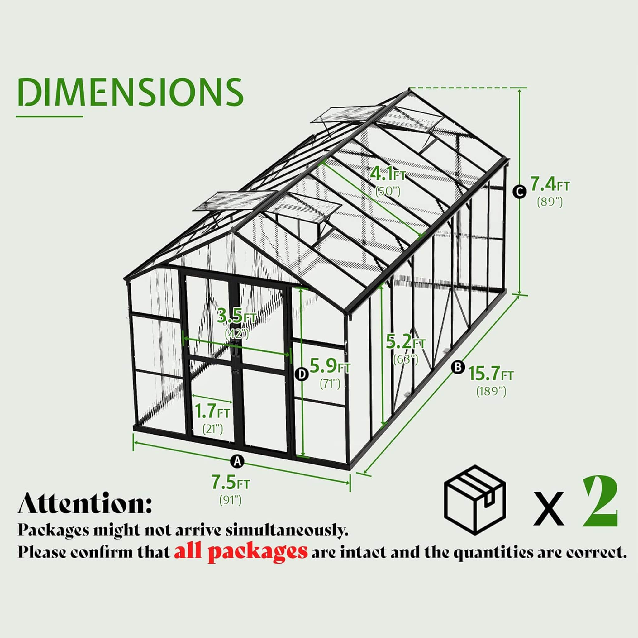 [08X16FT] Premium Polycarbonate Outdoor Walk-In Patio Greenhouse With Double Swing Doors, 4MM (SAK79206) – SAKSBY WHOLESALE, 