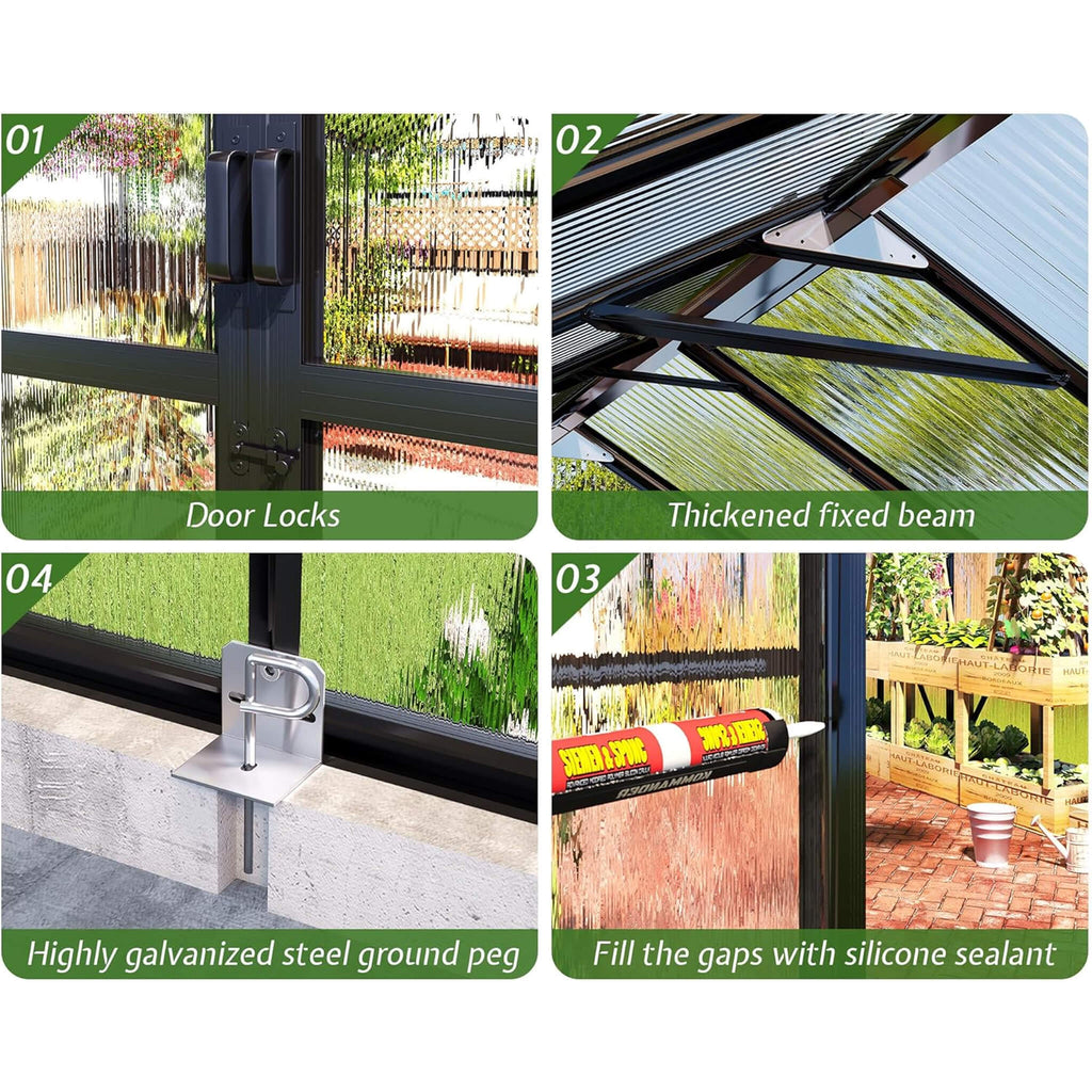 [08X16FT] Premium Polycarbonate Outdoor Walk-In Patio Greenhouse With Double Swing Doors, 4MM (SAK79206) – SAKSBY WHOLESALE, 