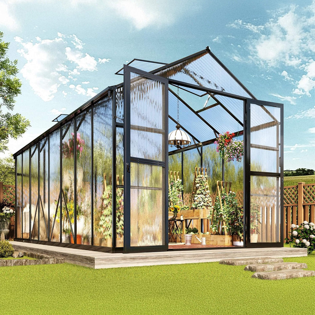 [08X16FT] Premium Polycarbonate Outdoor Walk-In Patio Greenhouse With Double Swing Doors, 4MM (SAK79206) – SAKSBY WHOLESALE