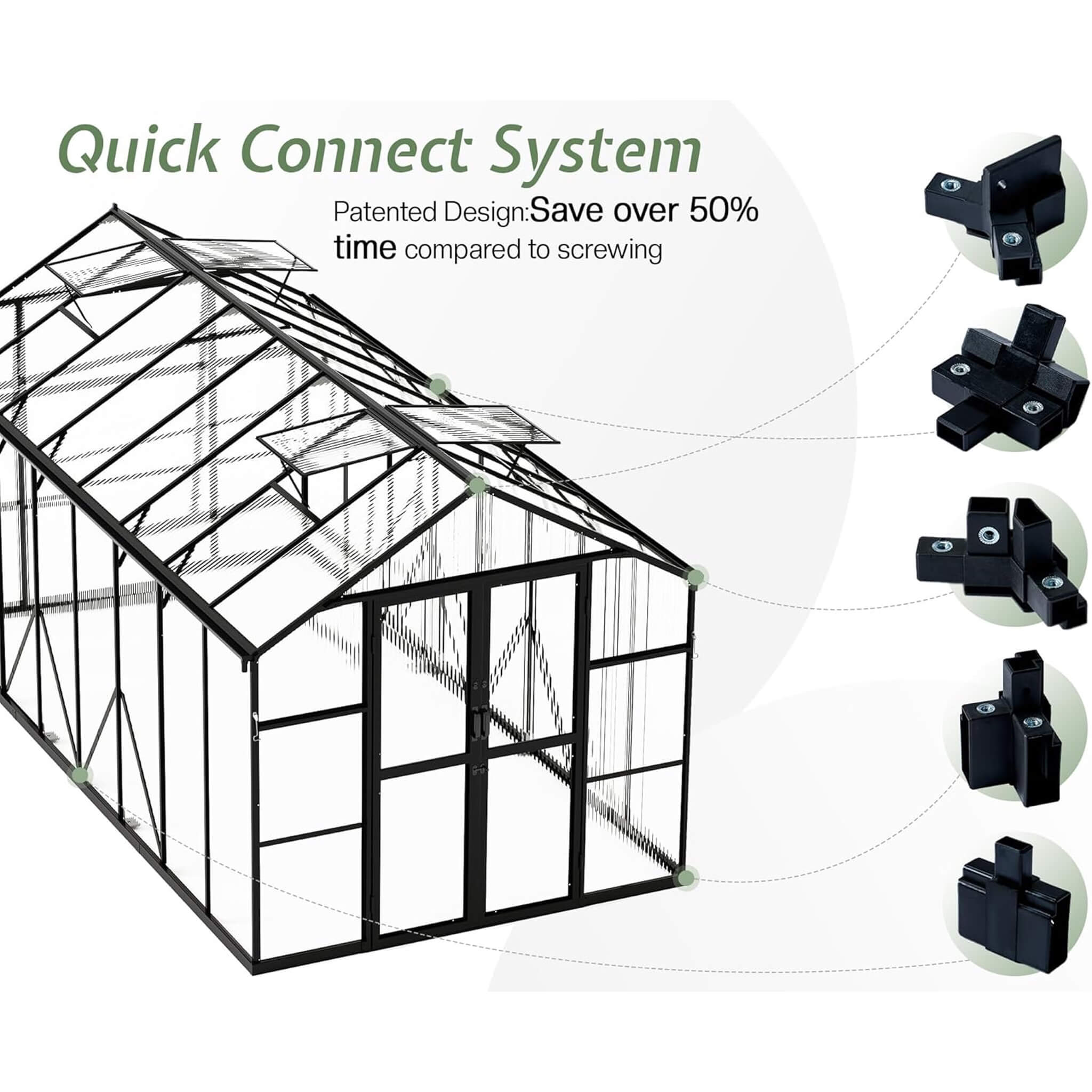 [08X16FT] Premium Polycarbonate Outdoor Walk-In Patio Greenhouse With Double Swing Doors, 4MM (SAK79206) – SAKSBY WHOLESALE, 