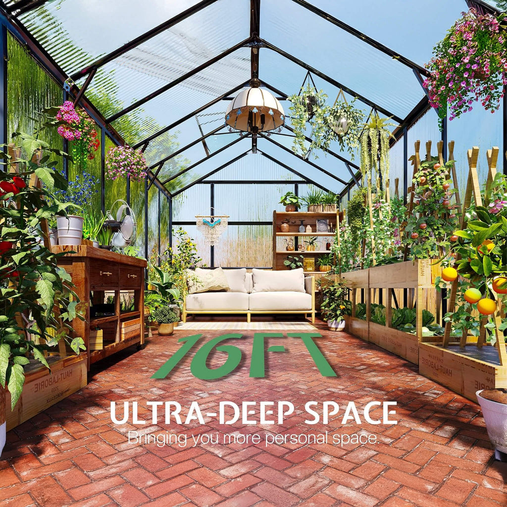 [08X16FT] Premium Polycarbonate Outdoor Walk-In Patio Greenhouse With Double Swing Doors, 4MM (SAK79206) – SAKSBY WHOLESALE, 