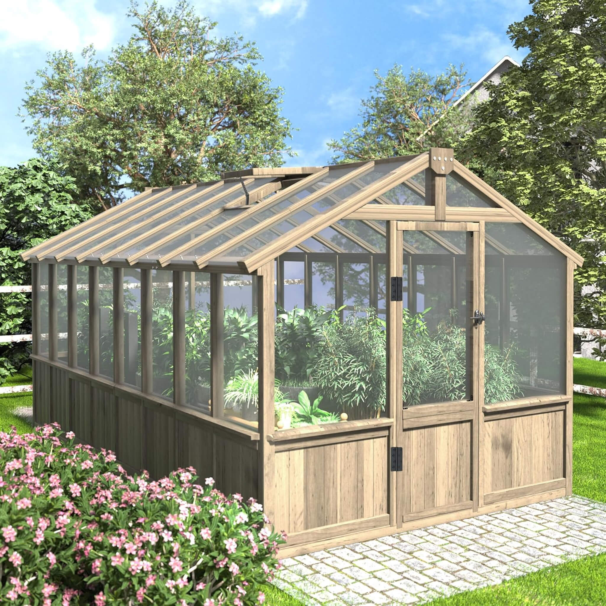 [08X16FT] Large Heavy-Duty Outdoor Wooden Greenhouse With 6MM Polycarbonate Panels And Vent Roof (SAK18467) – SAKSBY WHOLESAL