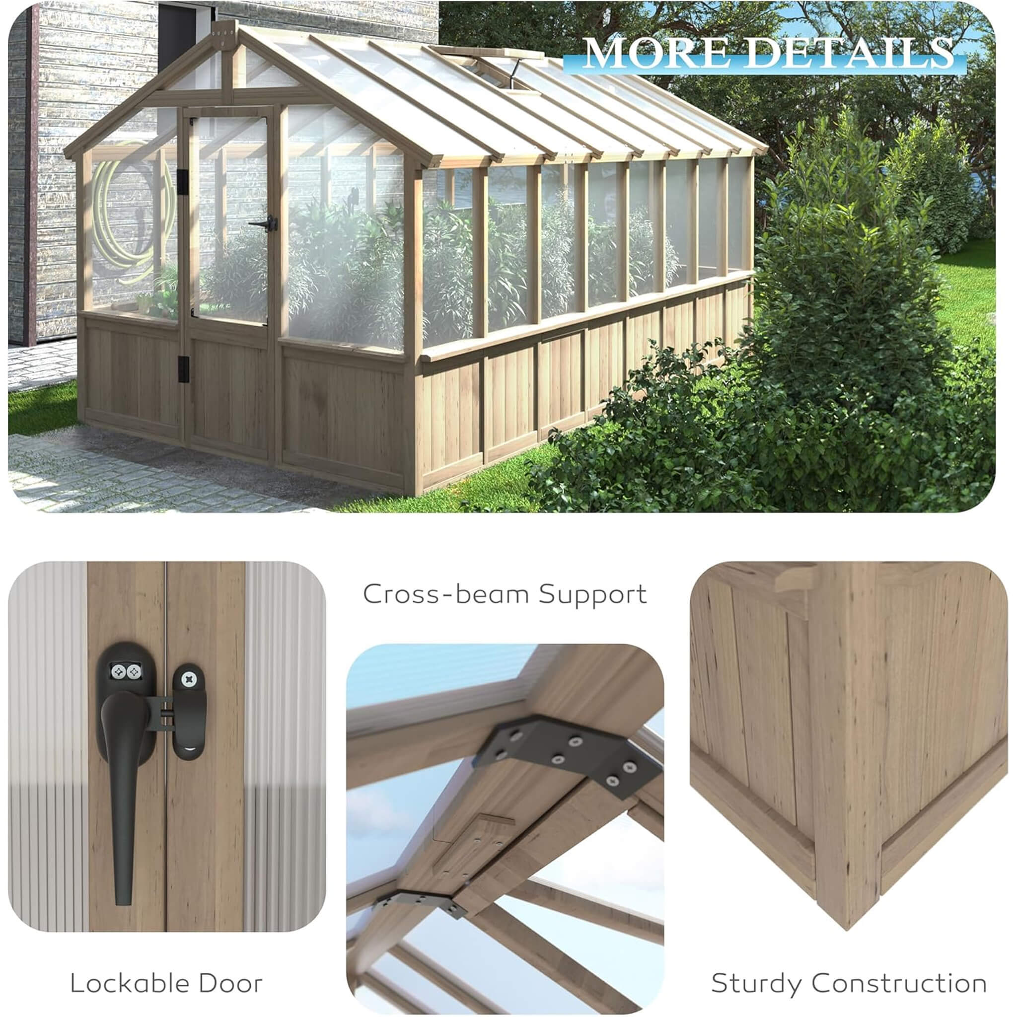 [08X16FT] Large Heavy-Duty Outdoor Wooden Greenhouse With 6MM Polycarbonate Panels And Vent Roof (SAK18467) – SAKSBY WHOLESAL