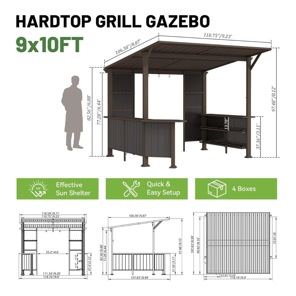 [09X10FT] Alora Premium Outdoor Hardtop Grill Gazebo With Shelves (SAK90431) – SAKSBY WHOLESALE, view 10