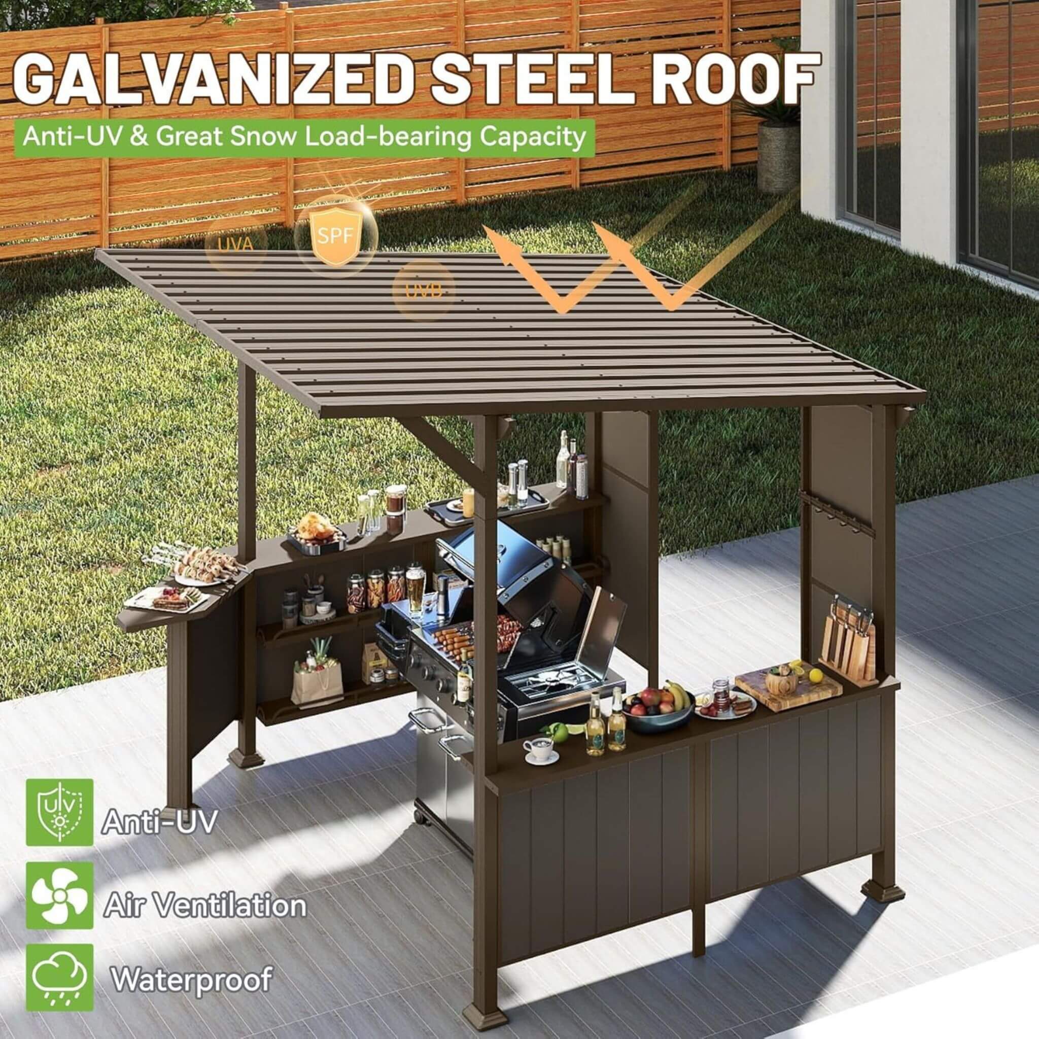 [09X10FT] Alora Premium Outdoor Hardtop Grill Gazebo With Shelves (SAK90431) – SAKSBY WHOLESALE, view 9