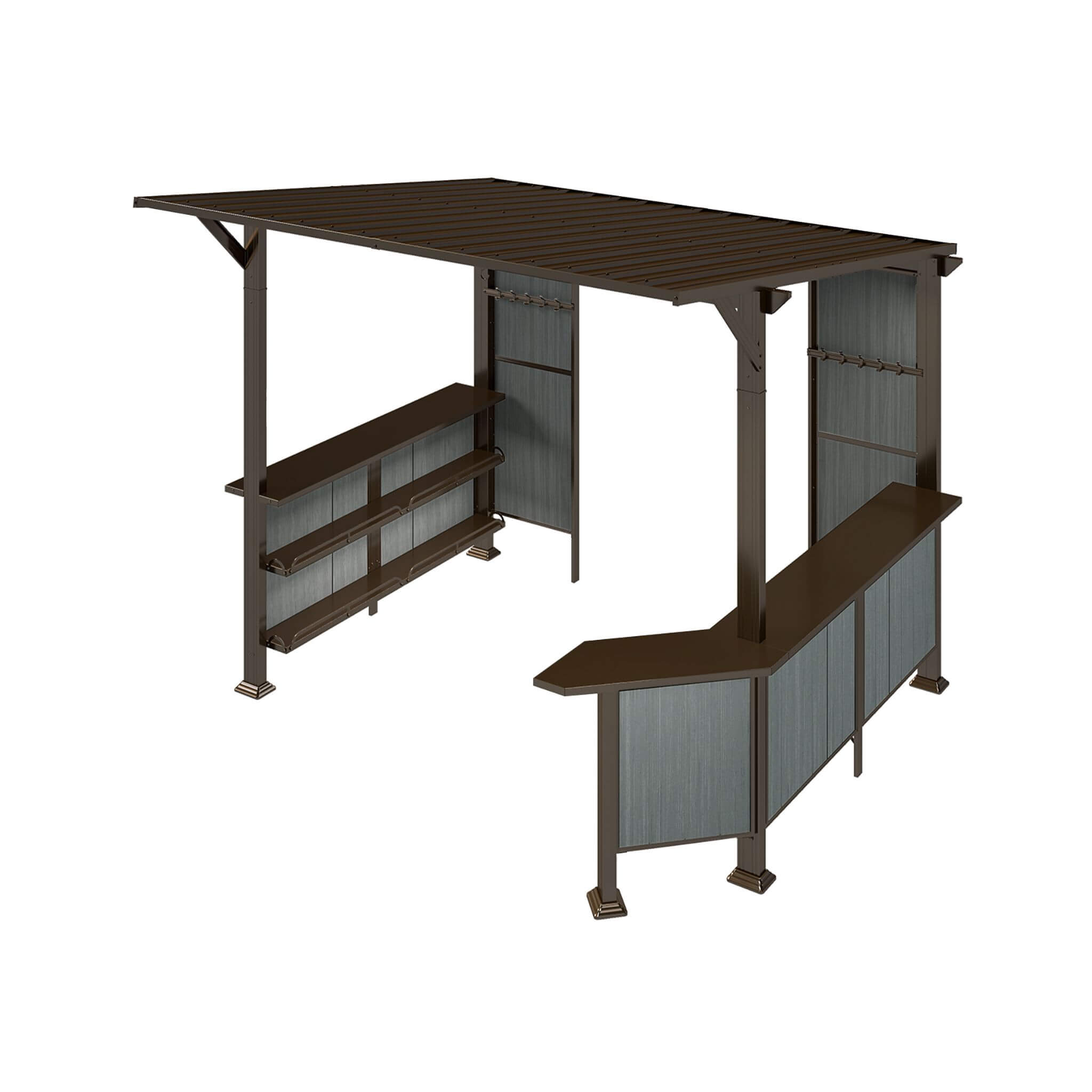 [09X10FT] Alora Premium Outdoor Hardtop Grill Gazebo With Shelves (SAK90431) – SAKSBY WHOLESALE