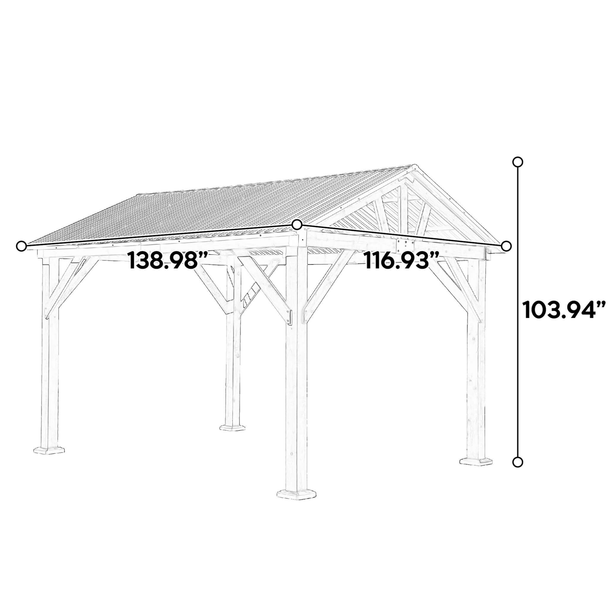 [09X11FT] Alora Heavy-Duty All-Weather Hardtop Wooden Carport Gazebo With Galvanized Steel Roof (SAK39187) – SAKSBY WHOLESALE