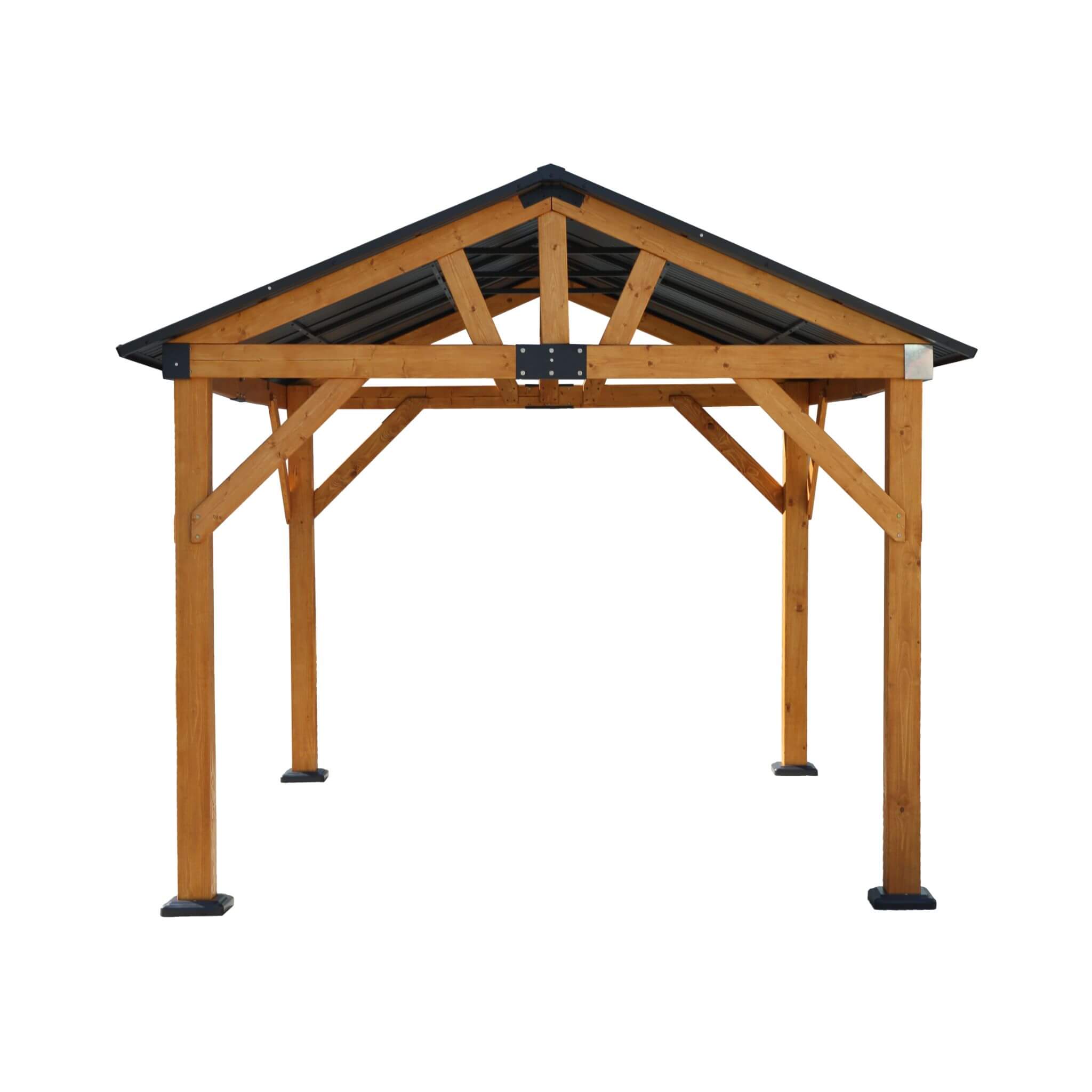 [09X11FT] Alora Heavy-Duty All-Weather Hardtop Wooden Carport Gazebo With Galvanized Steel Roof (SAK39187) – SAKSBY WHOLESALE