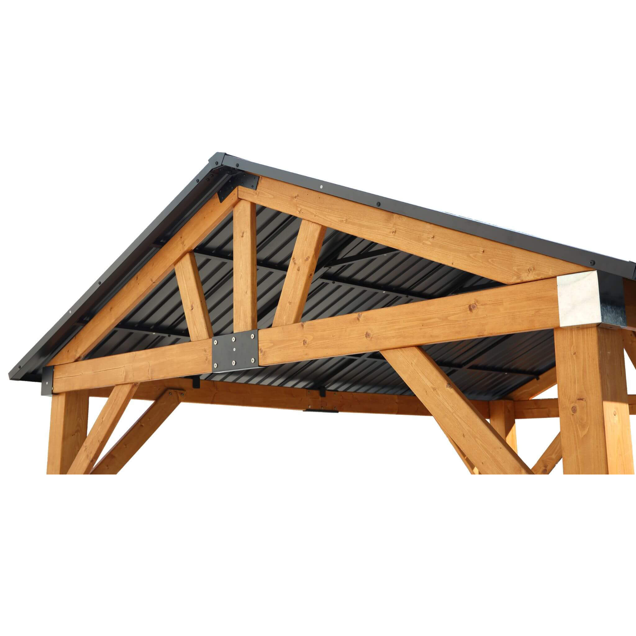 [09X11FT] Alora Heavy-Duty All-Weather Hardtop Wooden Carport Gazebo With Galvanized Steel Roof (SAK39187) – SAKSBY WHOLESALE