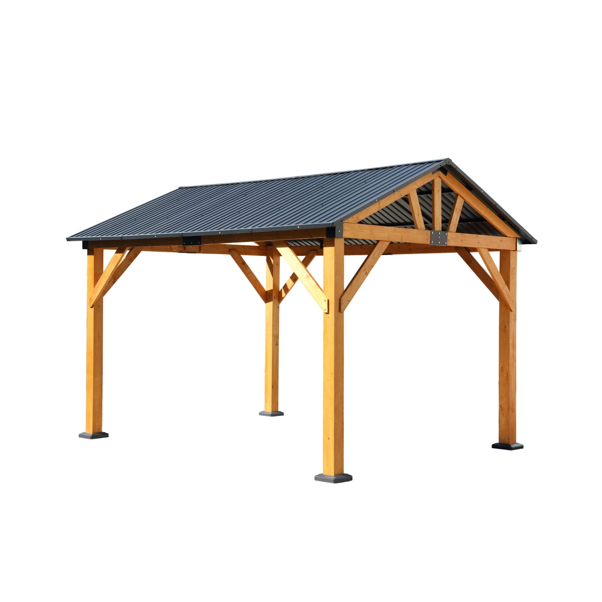 [09X11FT] Alora Heavy-Duty All-Weather Hardtop Wooden Carport Gazebo With Galvanized Steel Roof (SAK39187) – SAKSBY WHOLESALE