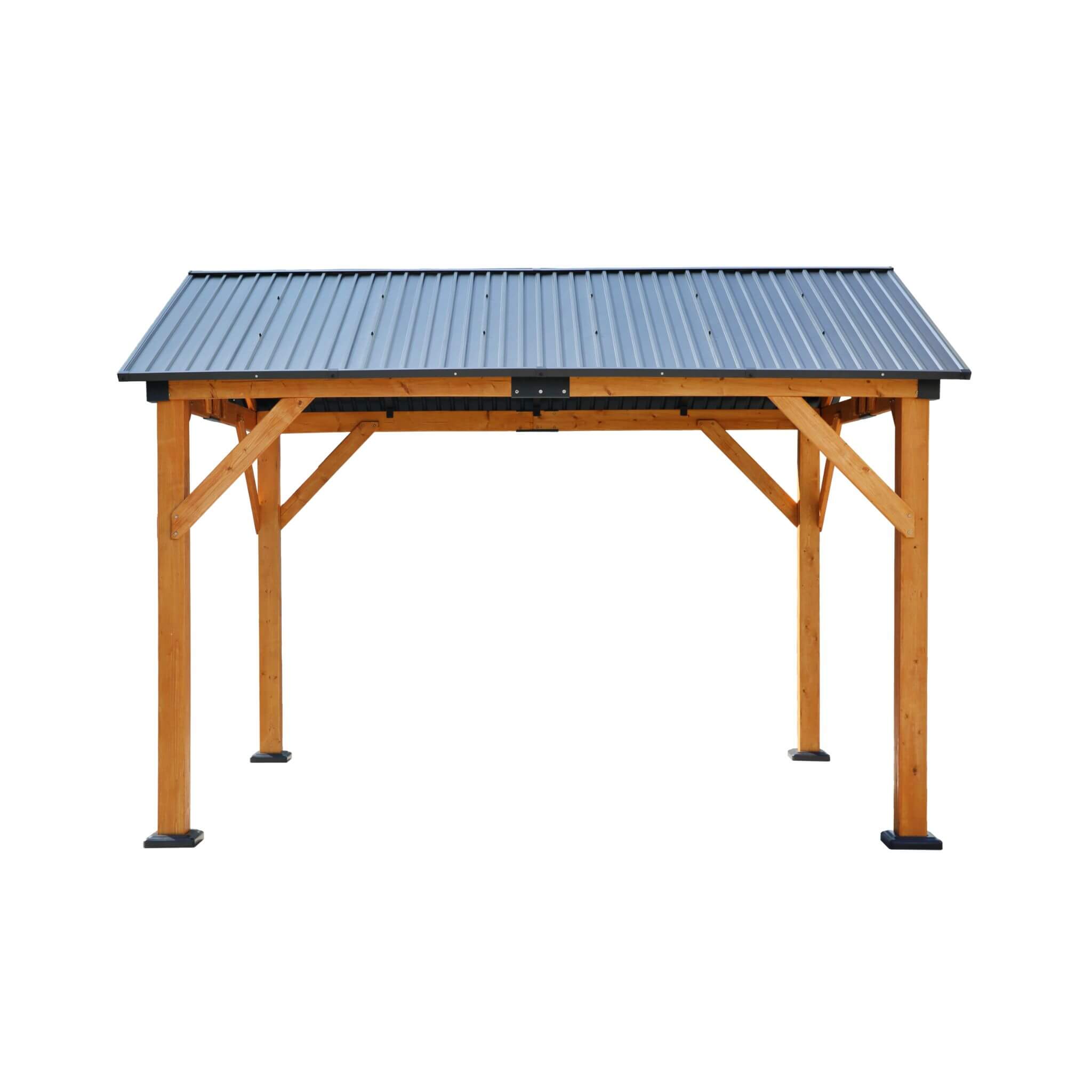 [09X11FT] Alora Heavy-Duty All-Weather Hardtop Wooden Carport Gazebo With Galvanized Steel Roof (SAK39187) – SAKSBY WHOLESALE